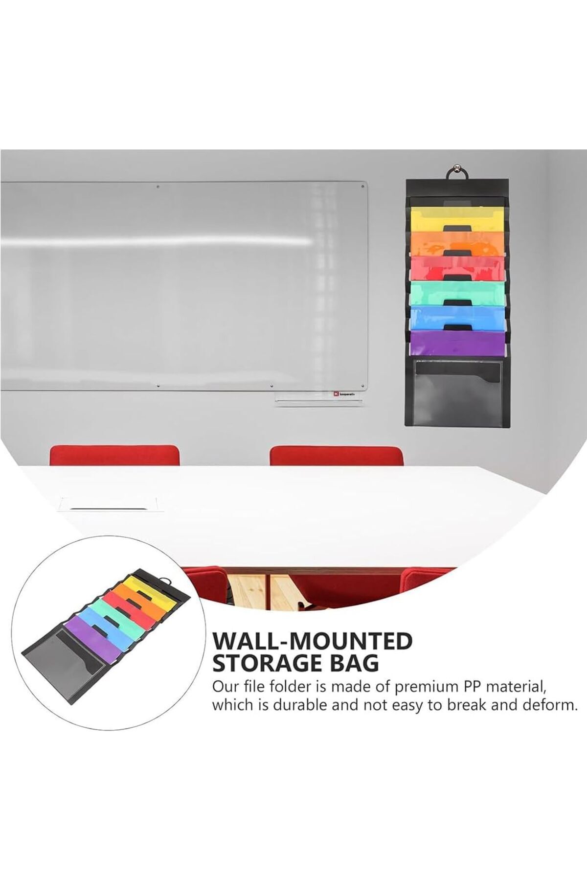 erorex-Wall File Organizer Black Hanging File Folder Multi Layer Storage With 6 Pockets Wall Mount 2