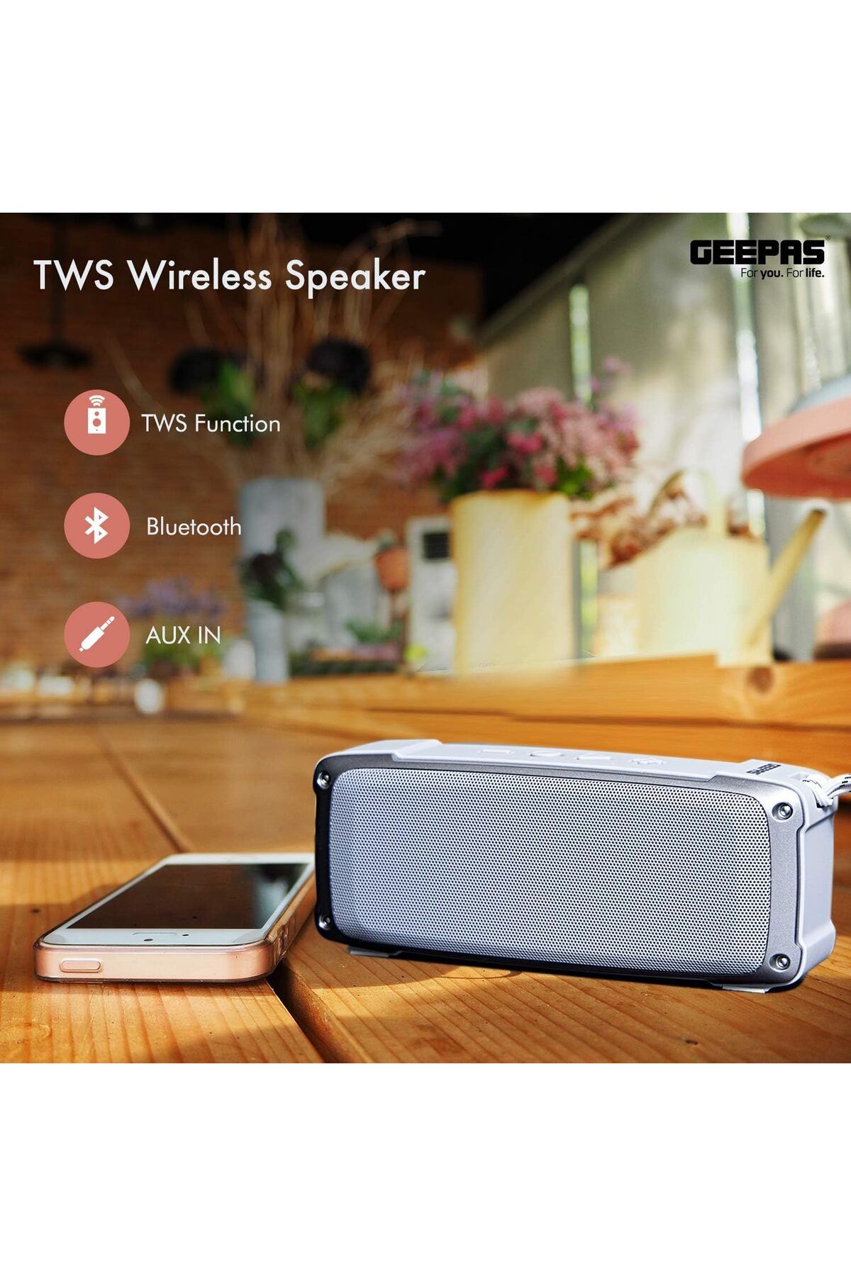 erorex-Rechargeable Portable Speaker Portable Handle With 1500 Mah Huge Battery Tws Connection And 3