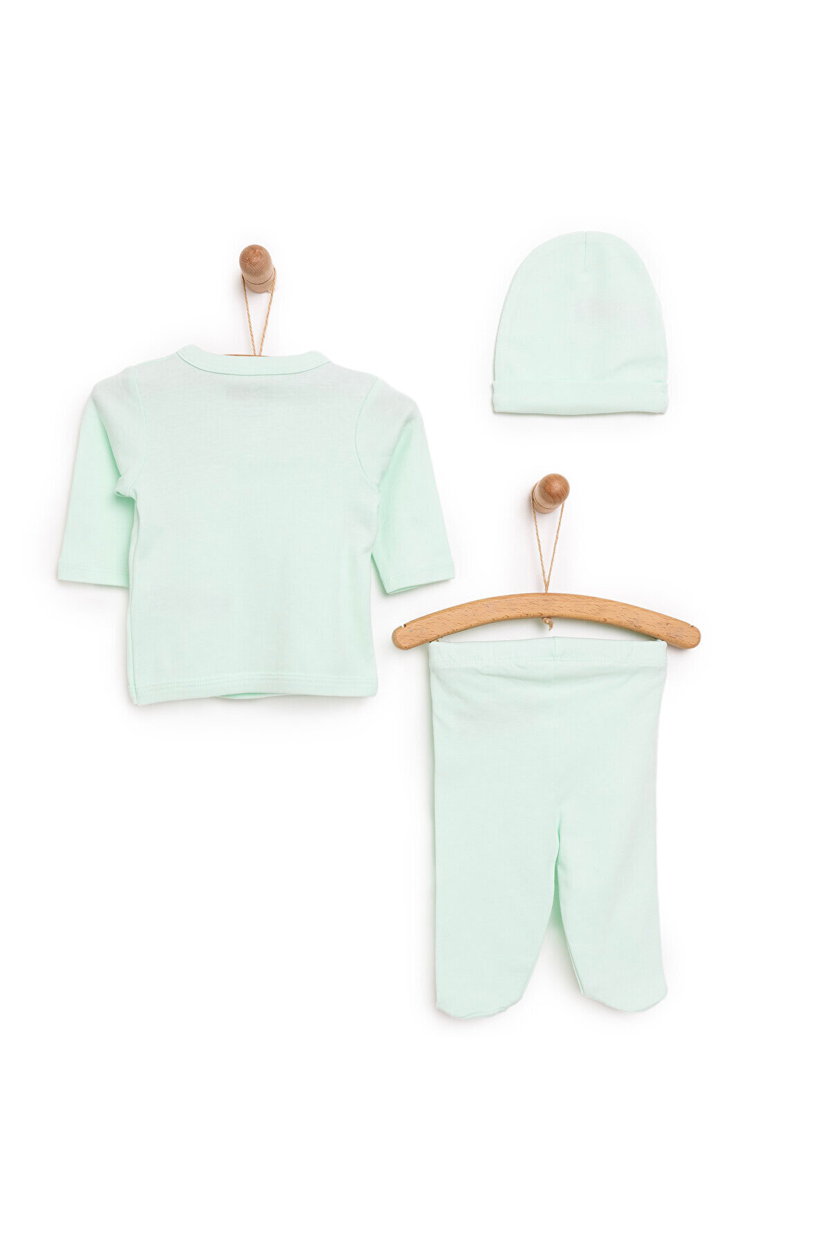 ebebek Hello Baby HelloBaby Unisex Bebek Yenidoğan Zıbın Şapka Patikli Alt %100 Pamuk Çıtçıtlı V Yaka Uzun Kol Yeşil fotoğrafı 2 (önizleme)