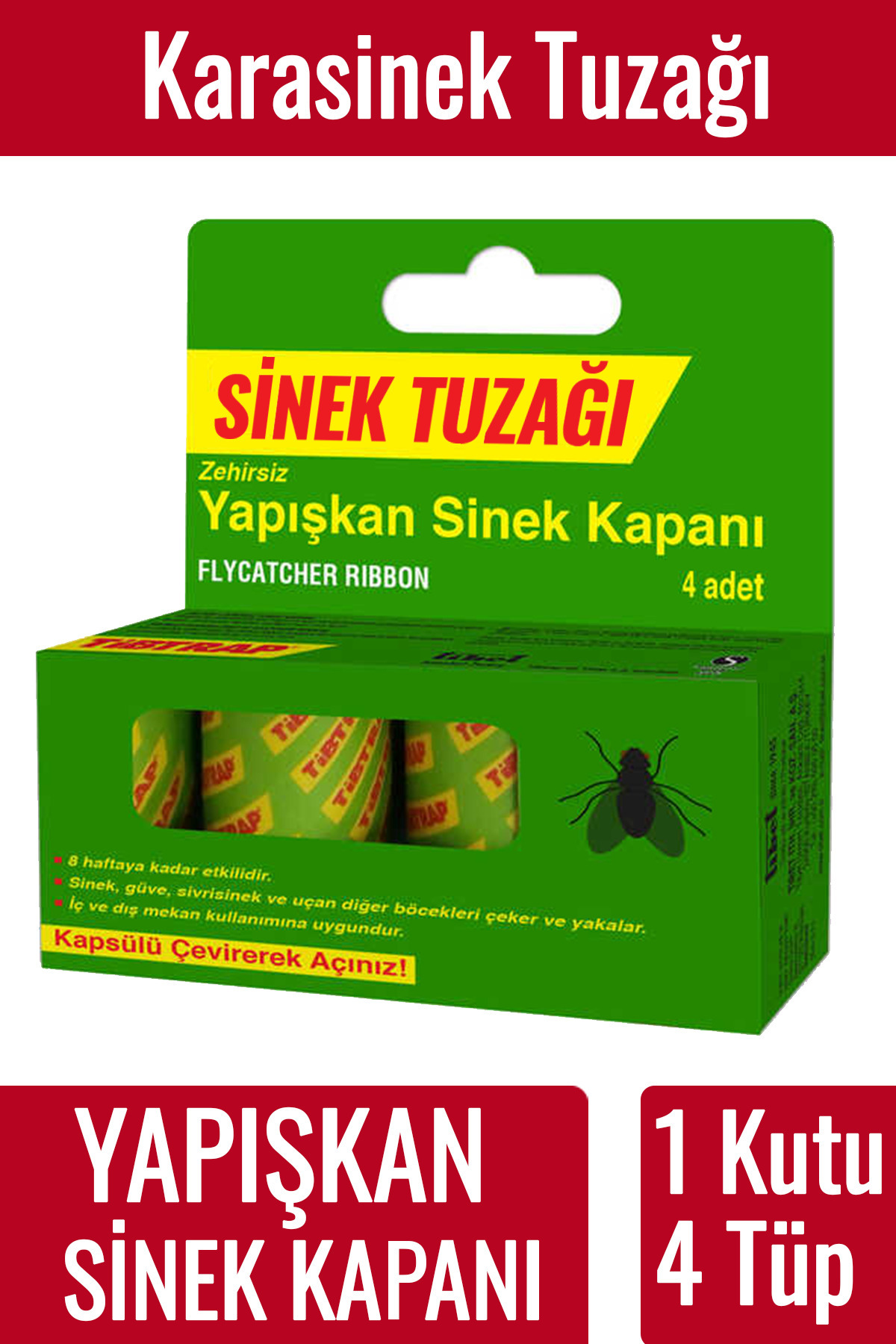 naft Yapışkan Karasinek Tuzağı Sinek Bandı 1 Kutu 4 Tüp