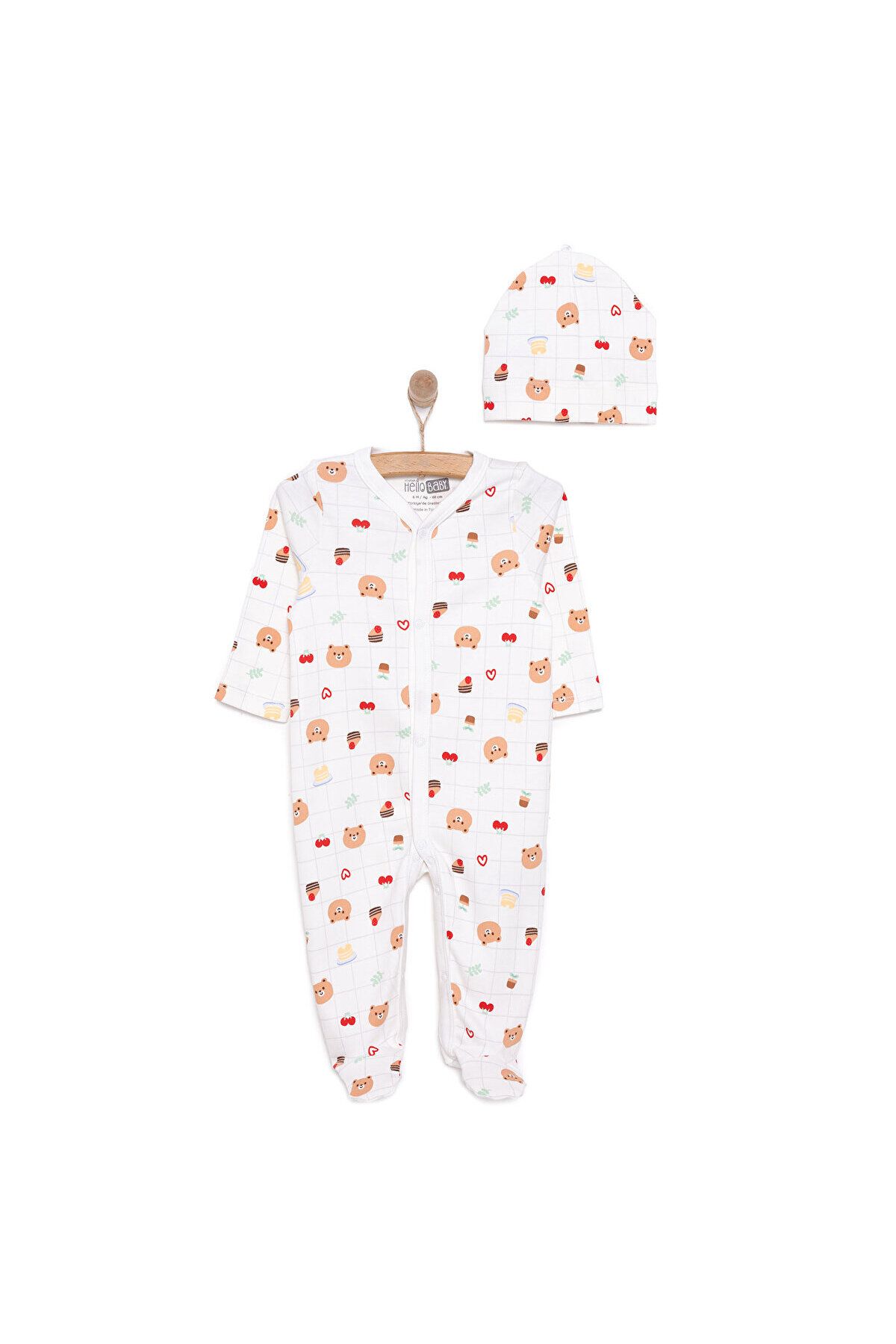 HelloBaby Animals Newborn Printed Girl Rompers-Hat Baby Girl ebebek Hello Baby