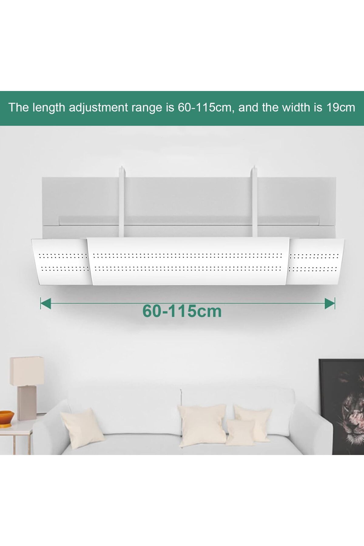 erorex-Split Ac Adjustable Flow Deflector Air Flow Deflector Length 60 125 Cm Width 20 Cm Wind Shield 2