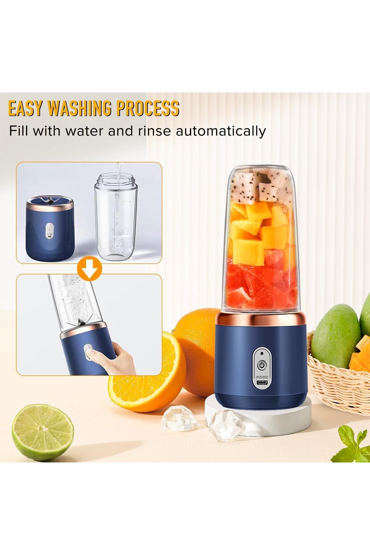 erorex-400Ml Compact Portable Blender Additional Lid, Personal Size Blender Juicer Cup --Go Convenience 6