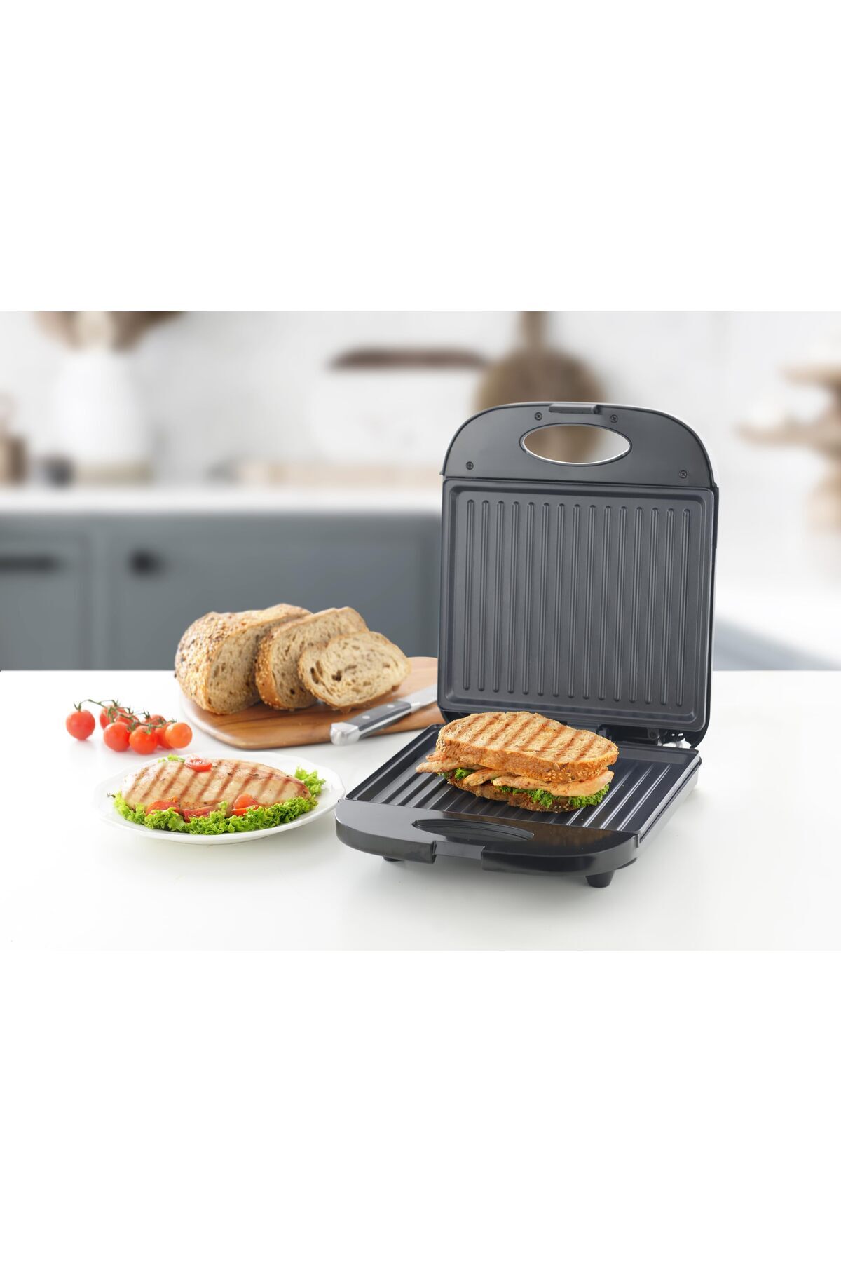 erorex-1400W Electric Sandwich Maker Non-Stick Surface, Capable Roasting Two Slices Time. Handle Lock 4
