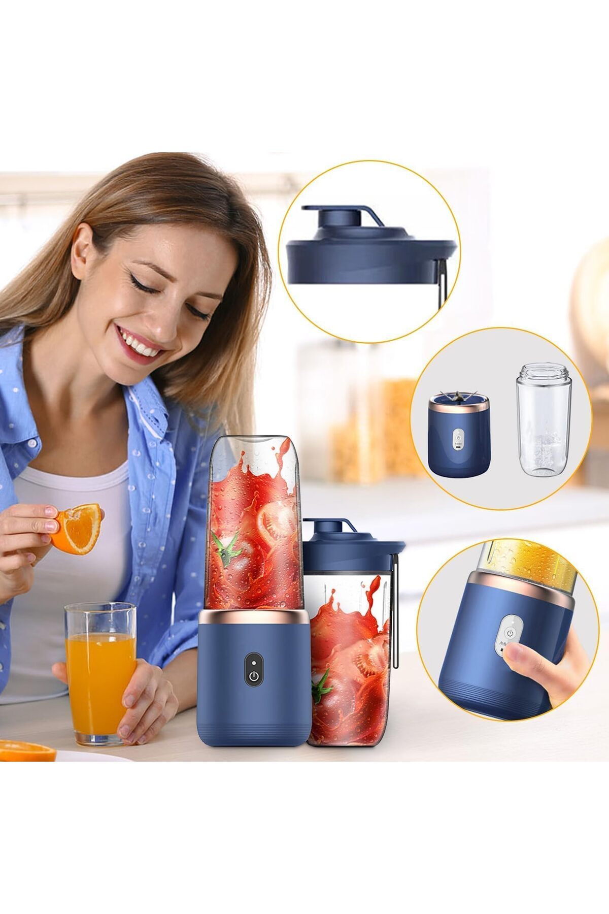 erorex-400Ml Compact Portable Blender Additional Lid, Personal Size Blender Juicer Cup --Go Convenience 5