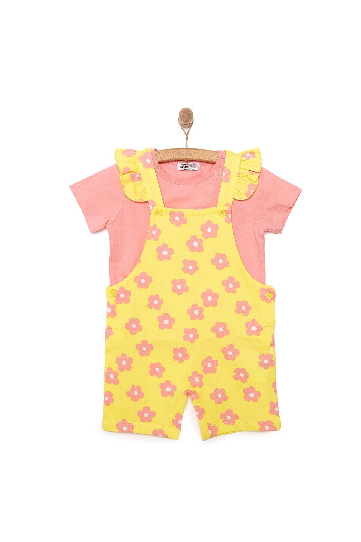 HelloBaby Girl طرح گل شورت Salopet-Tshirt Baby Girl ebebek Hello Baby