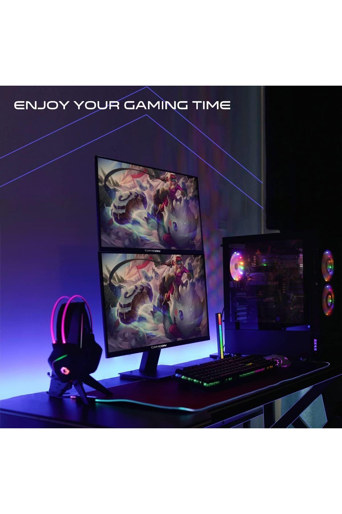 GAMEON-شاشة ألعاب مسطحة GAMEON GOB22FHD75VA مقاس 22 بوصة، بدقة FHD، وتردد 75 هرتز، وVA، وحامل ثابت 7