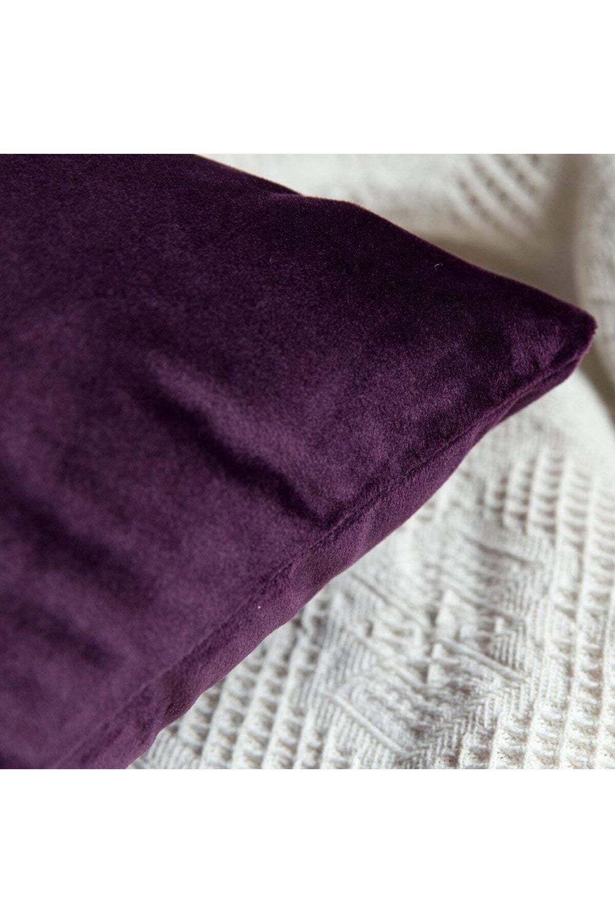 erorex-Decorative Solid Filled Cushion Wine Velvet 45X45Cm 3