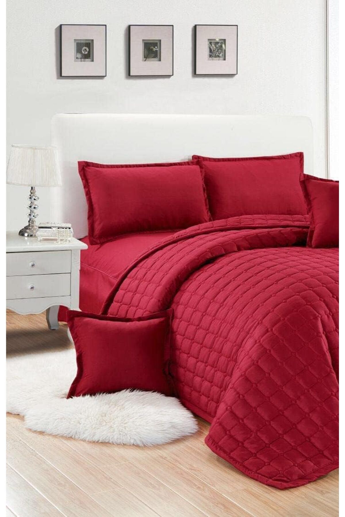 erorex-Compressed Two Sided Comforter 4 Pieces Set Single Size Red 2