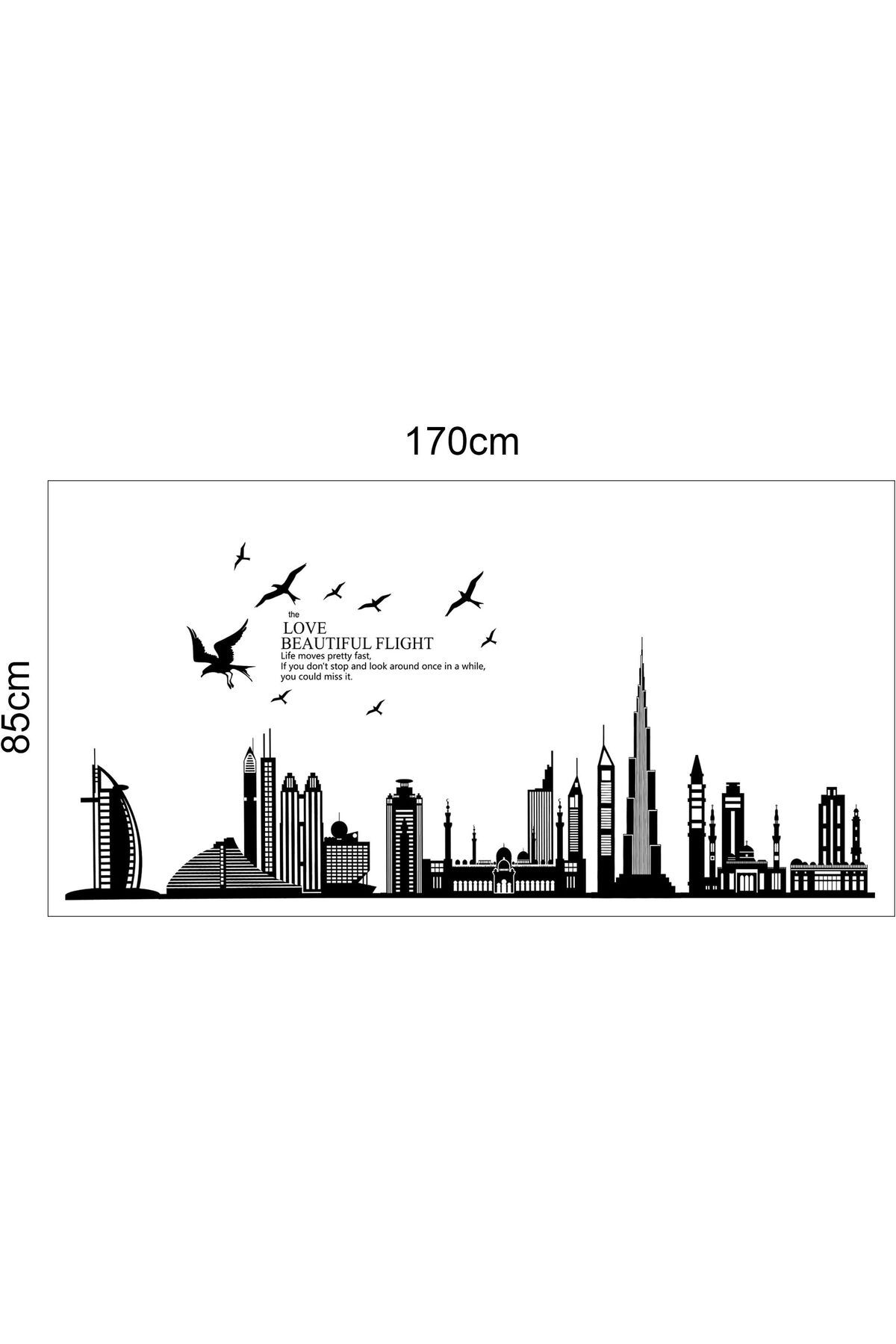 erorex-Diy Wall Stickers Dubai Landscape Building Living Room Wall Decals Wallpaper Black 5