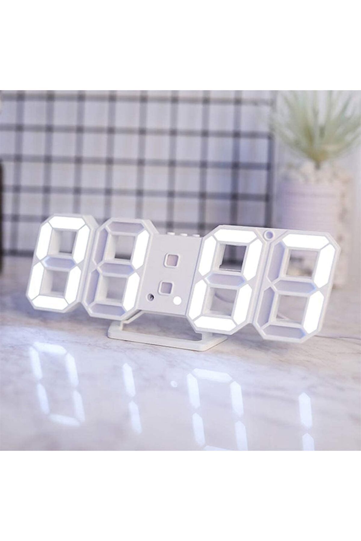 erorex-ساعة منبه رقمية ثلاثية الأبعاد بتصميم عصري، ساعات حائط مكتب LED، 12 ساعة، وقت، تاريخ، عرض درجة الحرارة 3