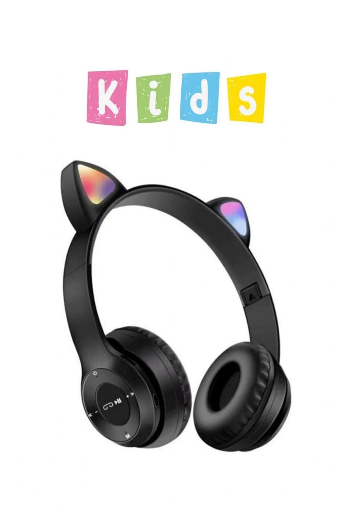 Urfakent Kablosuz Bluetooth Kulaküstü Kedili Kulaklık Rgb Işıklı Mikrofonlu Çocuklar İçin Kulaklık