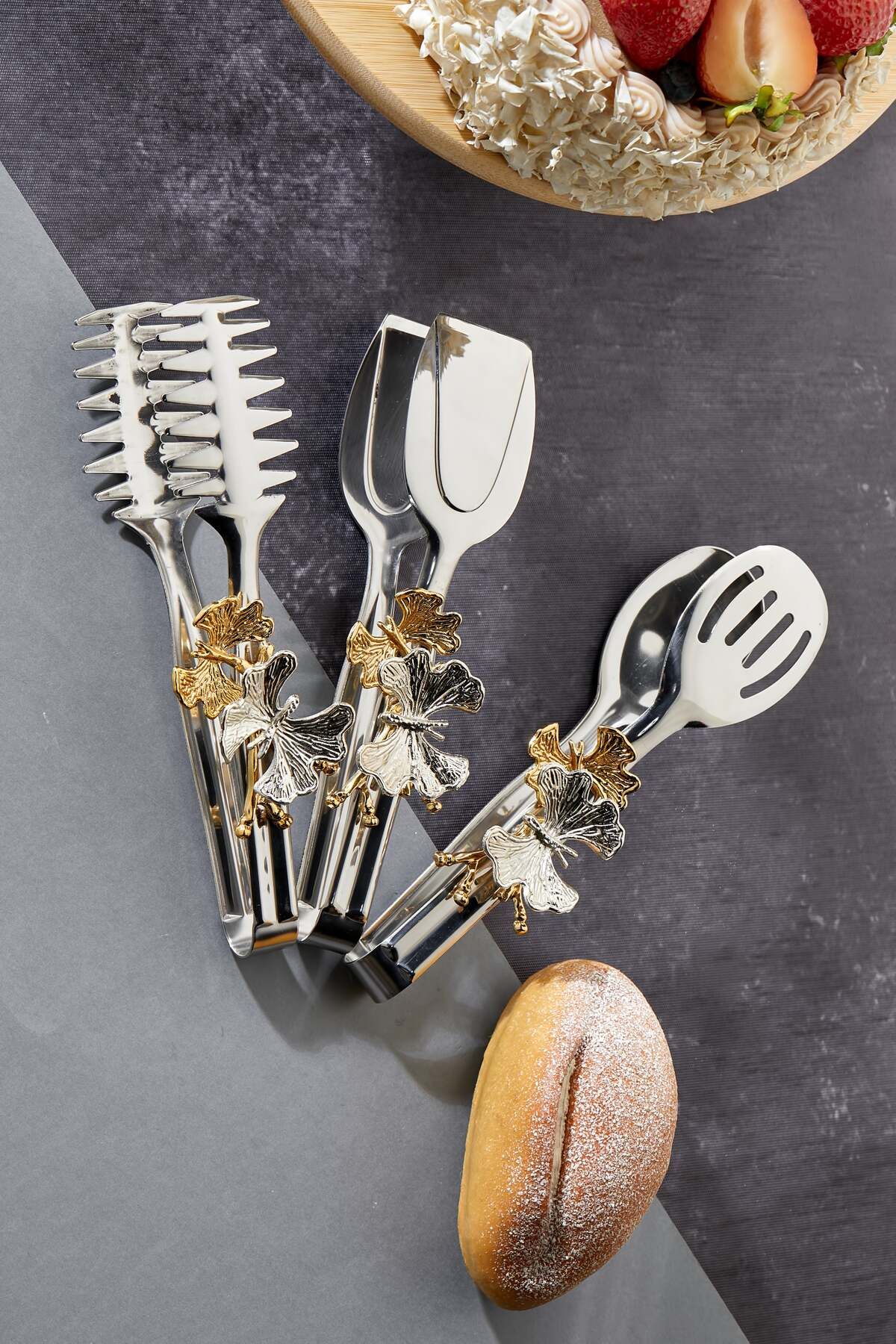Milenay-Set of 3 Premium Decorative Serving Tongs - Butterfly Detail, Elegance and Functionality Together 8