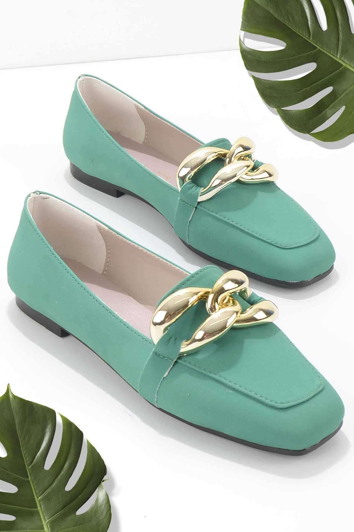 Bambi-Γυναικεία Loafer Παπούτσια Ματ Πράσινα Κ 01641166309 2