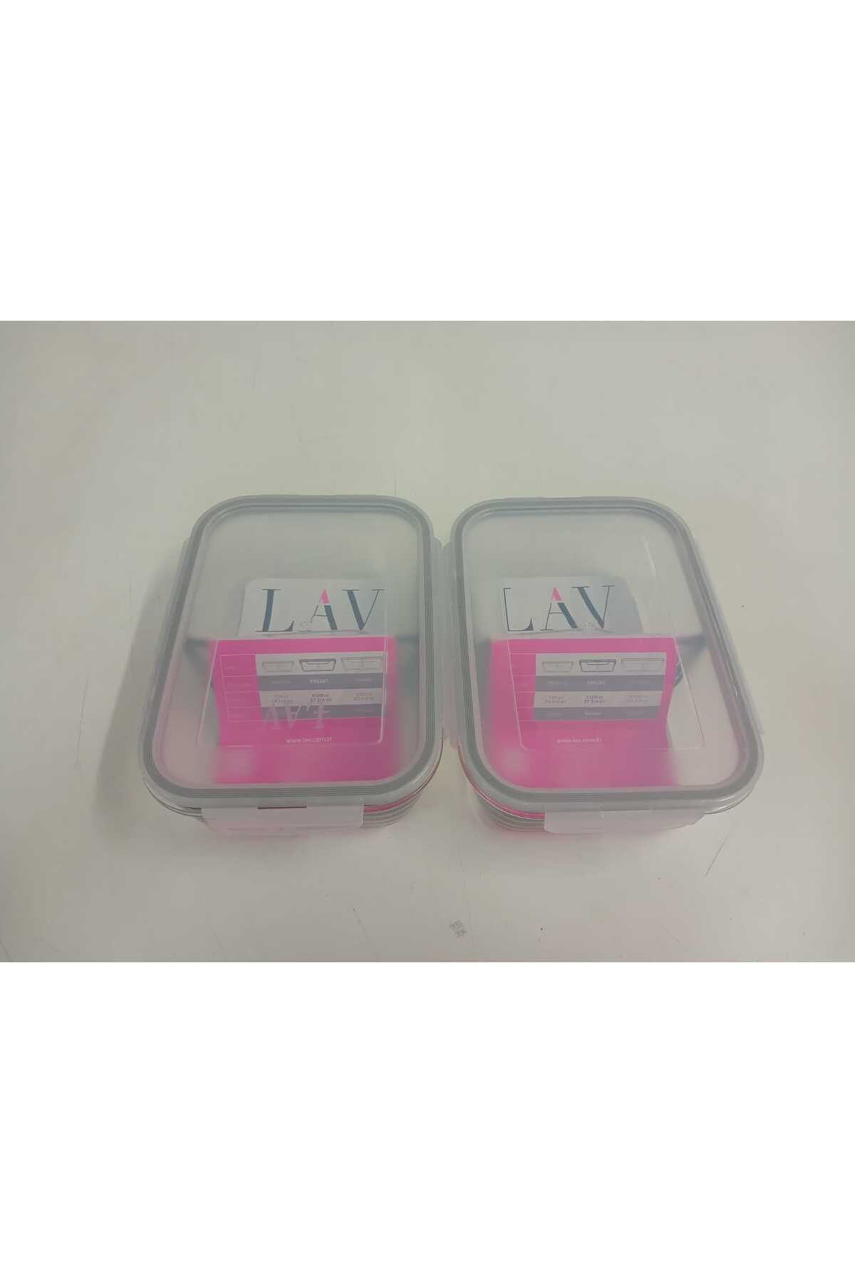 LAV-Feyzade Fresco Two Section Ziplock Glass Storage Container Set of 2 1120Cc Rectangular (Frs-297) 1