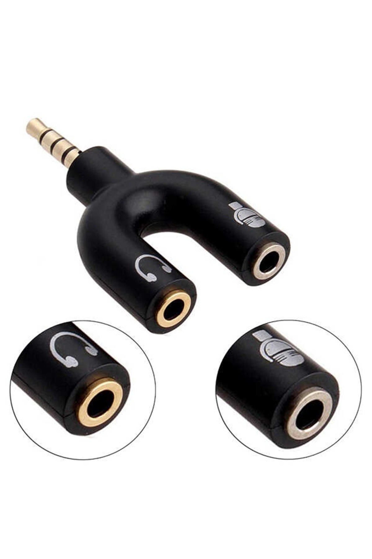 Kulaklık Mikrofon Birleştirici Adaptör 3.5mm Kablo Çevirici Ayırıcı Aparat Çift Çıkışlı Ayırıcı