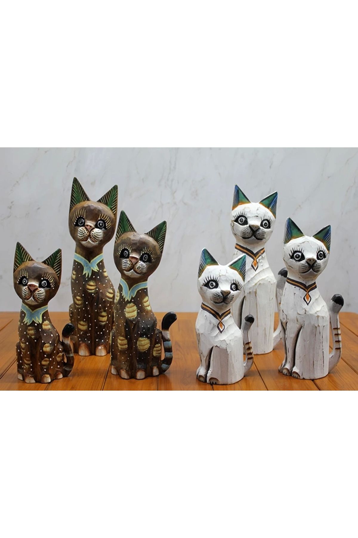 karadağsb Ahşap 3'Lü Kedi Seti 30 Cm Okas:2