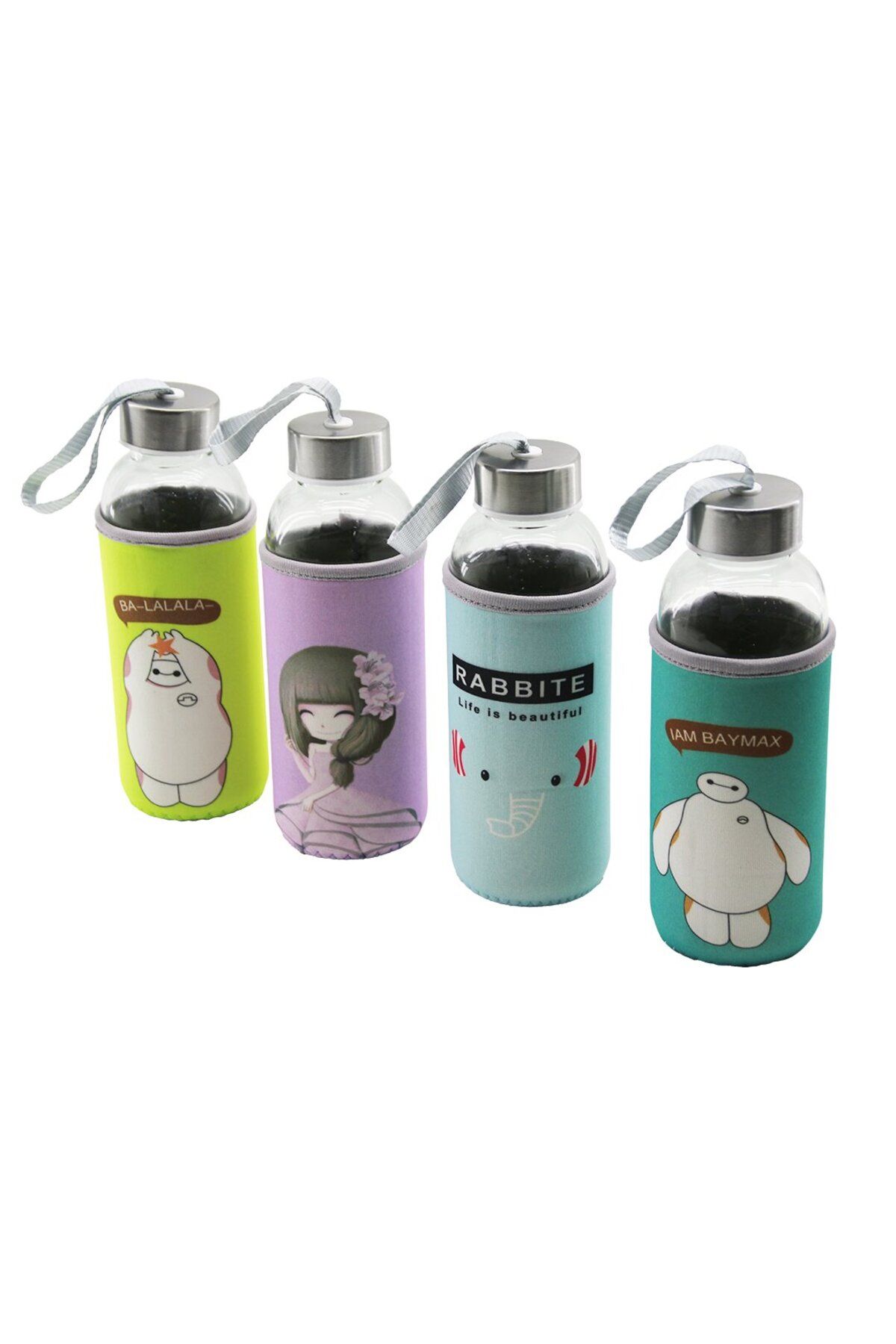 STOREMAX buxystorem CAM ŞİŞE MATARA SULUK RESİMLİ BEZ KILIFLI - TAŞIMA İPLİ 420ML KROM KAPLAMA