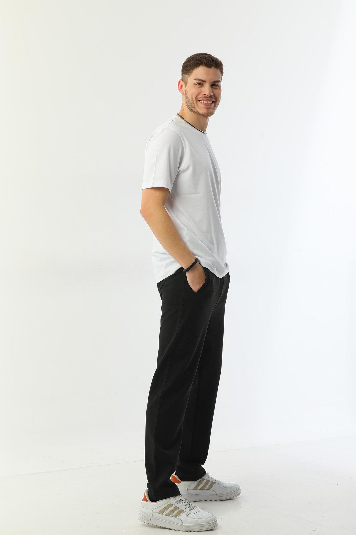 Edelle-Organic Crew Neck Regular Fit White Men's T-Shirt 2