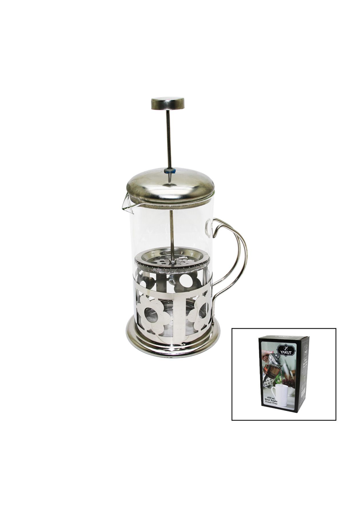 STOREMAX buxystorem FRENCH PRESS 600ML CAM BİTKİ SÜZGEÇİ METAL KAFES - KAPAK trendymx 999662