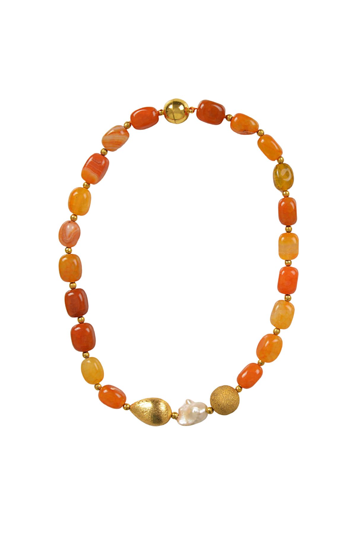 CNKM JEWELRY Doğal Rutil Quartz Taşı Kolye – İşlenmemiş Gerçek İnci Detaylı
