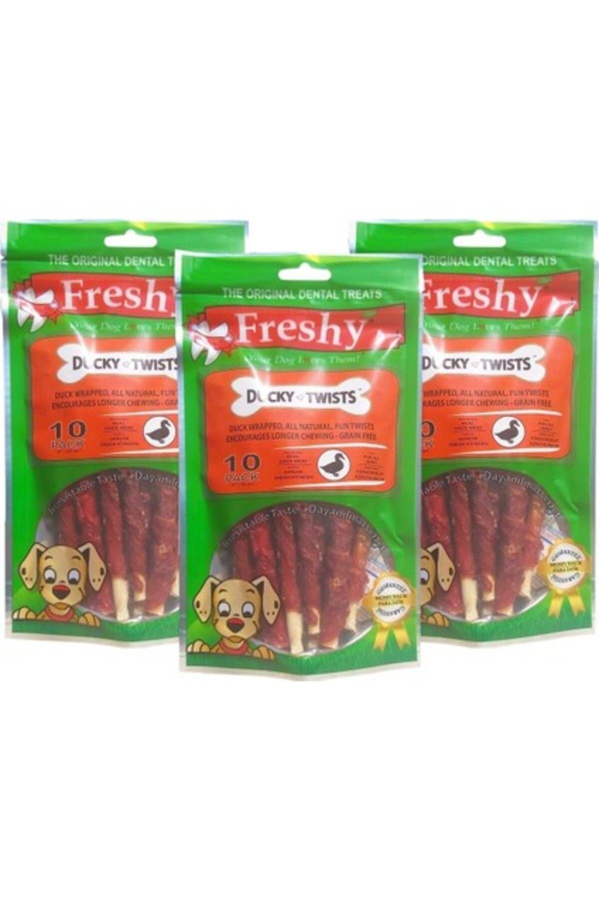 Furlo Freshy Ducky Twists - Aylık Set - Üçlü Paket - Ördek Eti Kaplı Burgru Çubuklar - 270 gram - 30 Adet