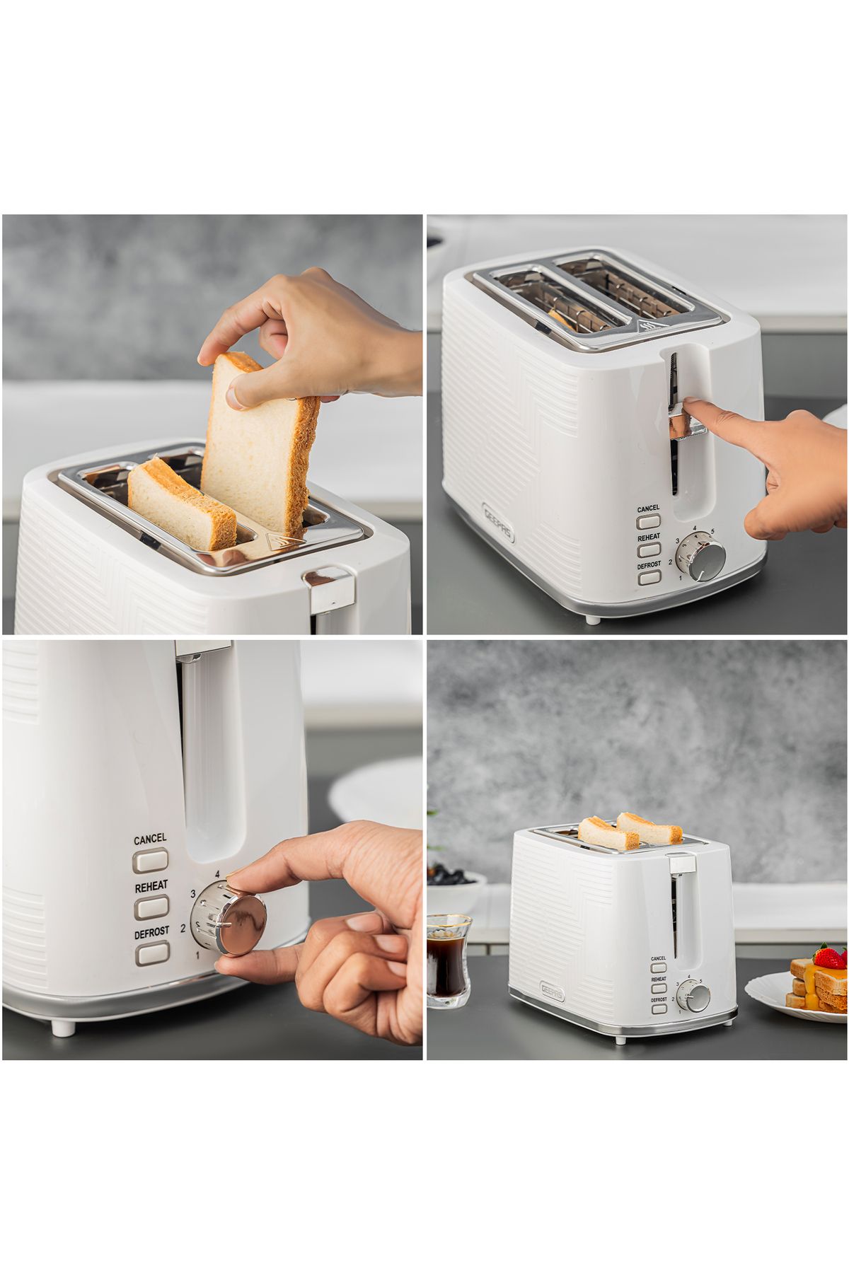 Geepas-Bread Toaster 2 Slice Slot| 7 Adjustable Browning Control and Removable Crumb Tray| Reheat, Defrost 6