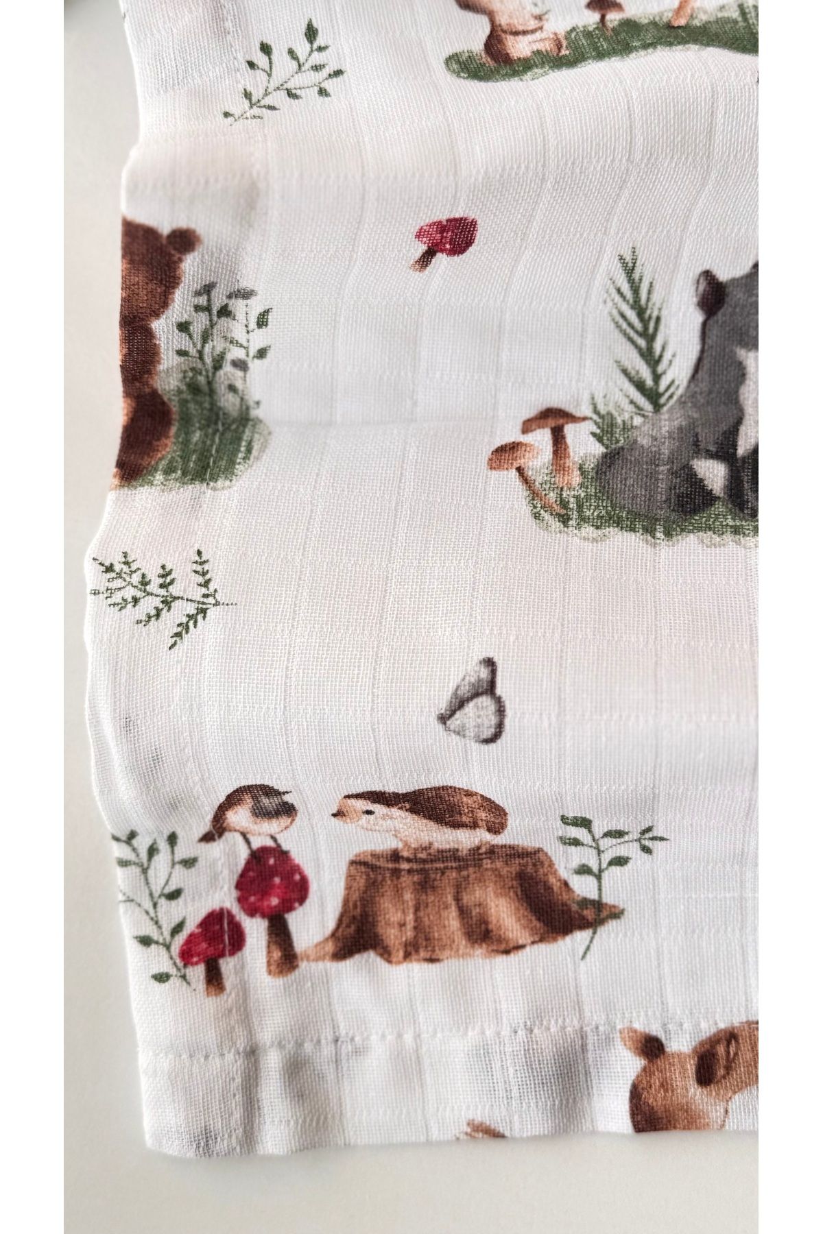 Tinybabyconcept-100% Cotton Muslin Baby Blanket Single Layer Breathable Soft Patterned Cover 90X90 cm 3