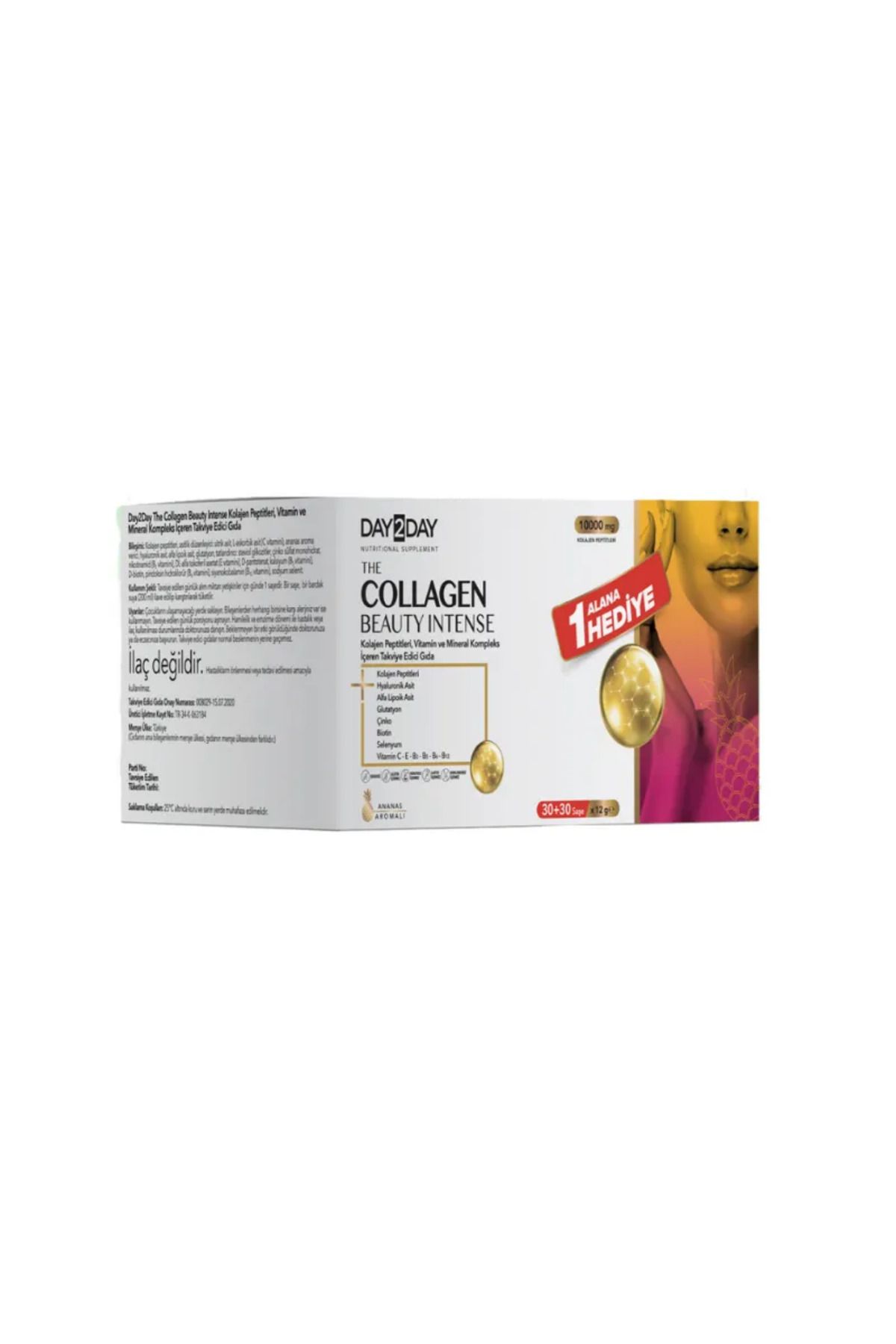 DAY2DAY The Collagen Beauty Intense Ananas Aromalı 1 Alana 1 Bedava 60 Saşe