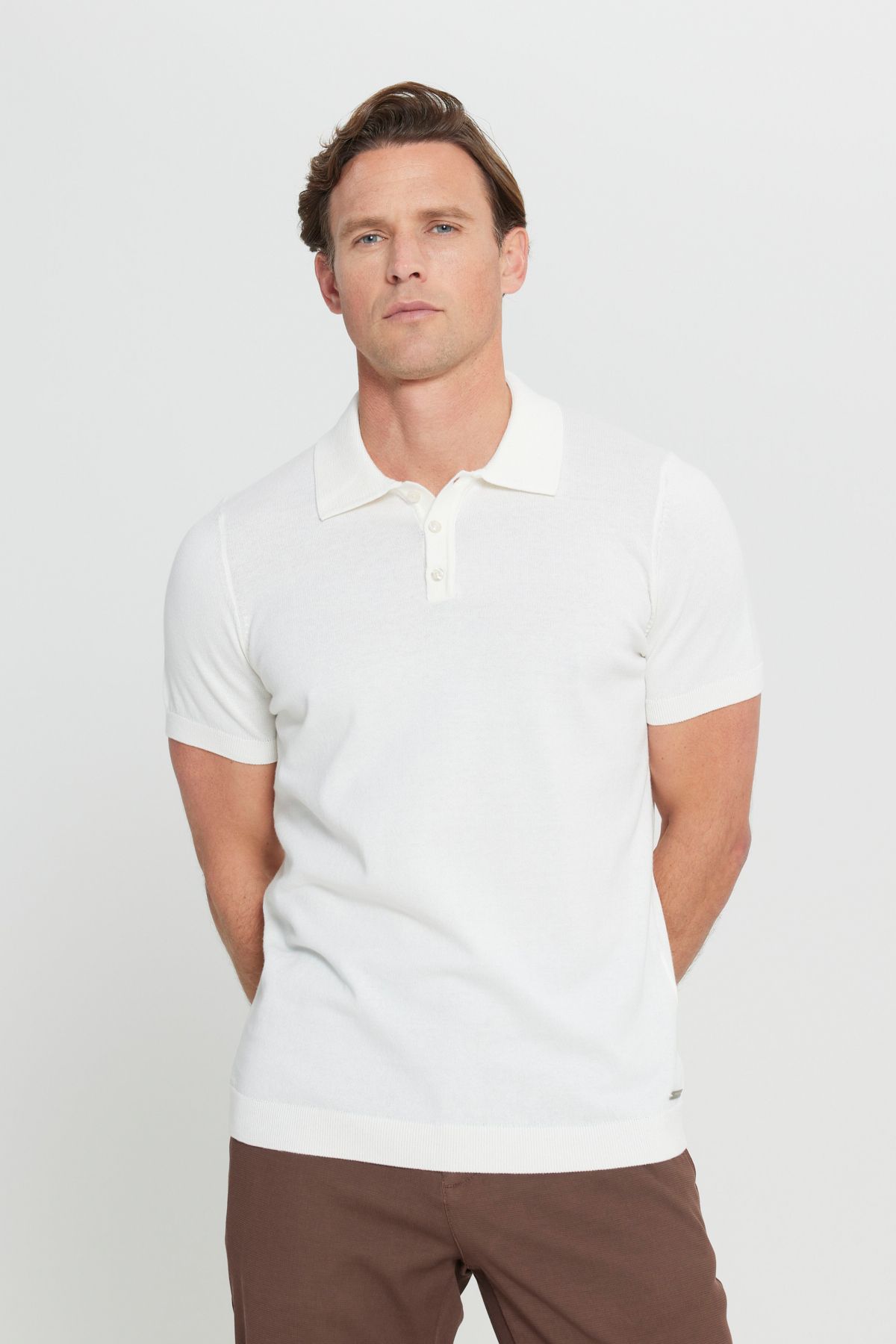 ALTINYILDIZ CLASSICS-100% bumbac, cu potrivire standard, cu croiala normală, tricotaje cu gât polo, tricou alb 3