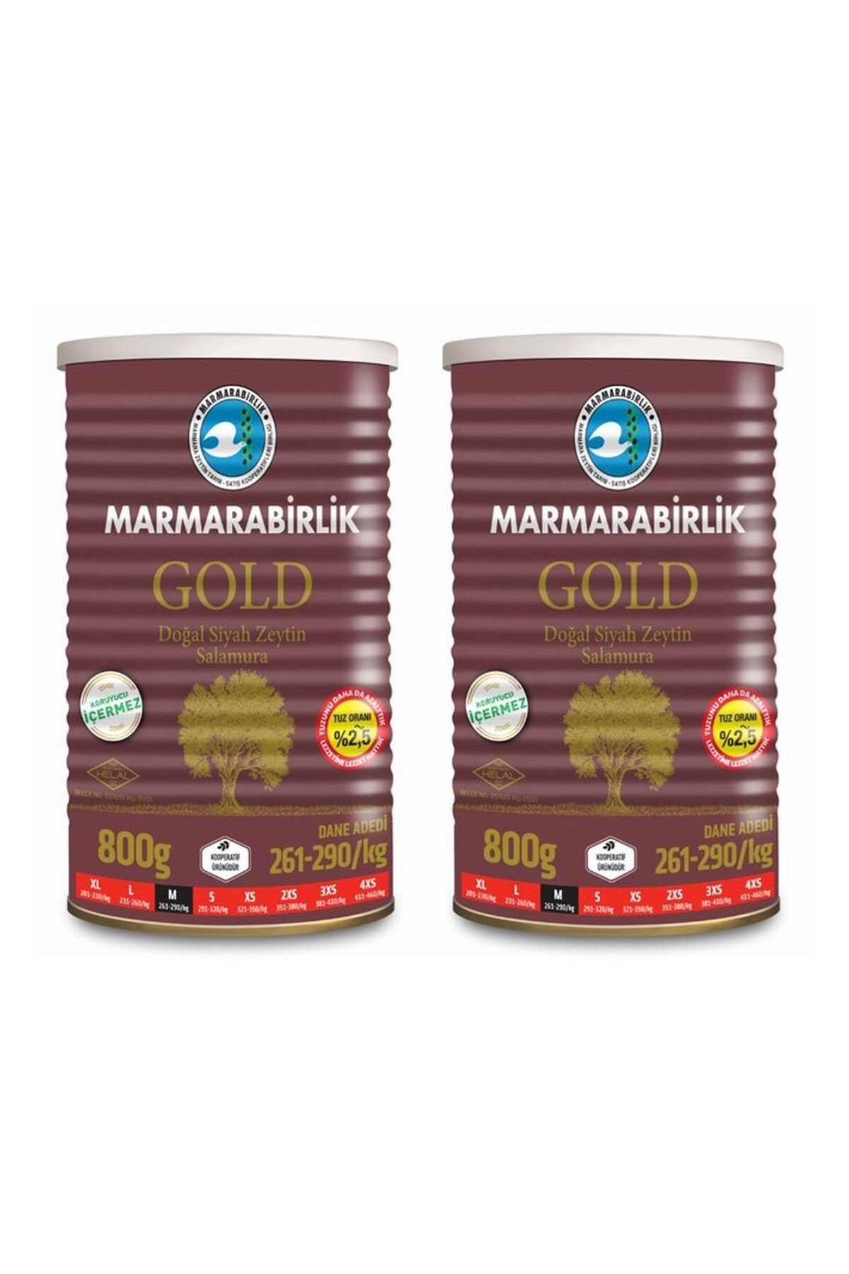 MarmaraBirlik Gold Teneke Zeytin 800 gr x 2 Adet