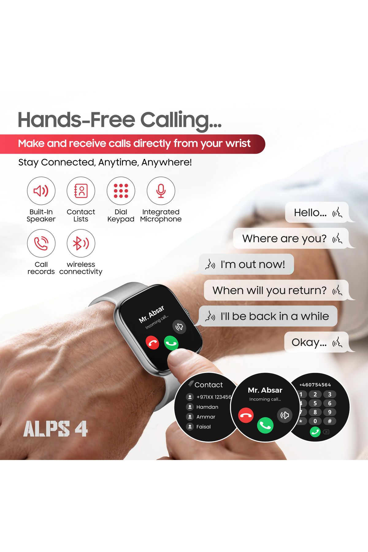 Swiss Military-ALPS4 Smartwatch 1.75” AMOLED,BT Calling,Fitness Tracker, IP67, 7-Day Battery,iOS/Android Compatible 4