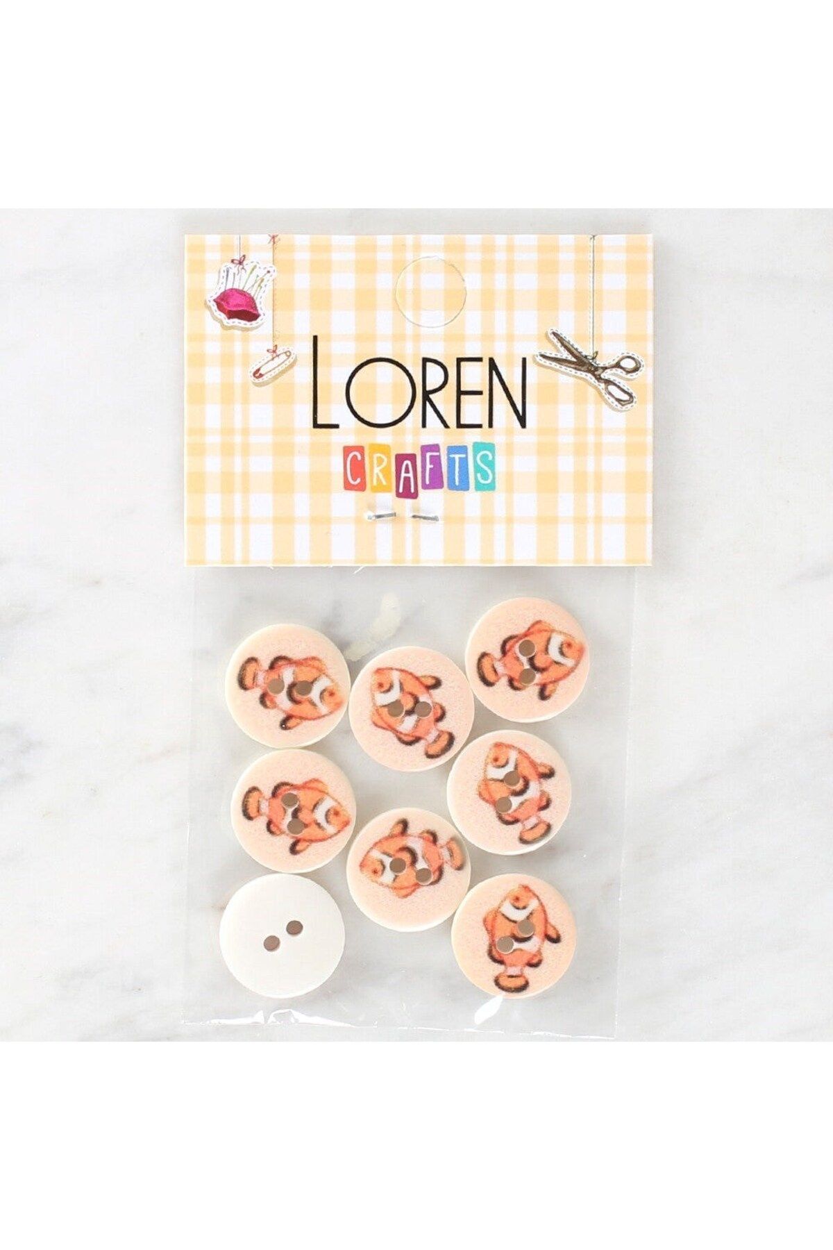 blueb Loren Crafts 8'li Balık Düğme - 1157