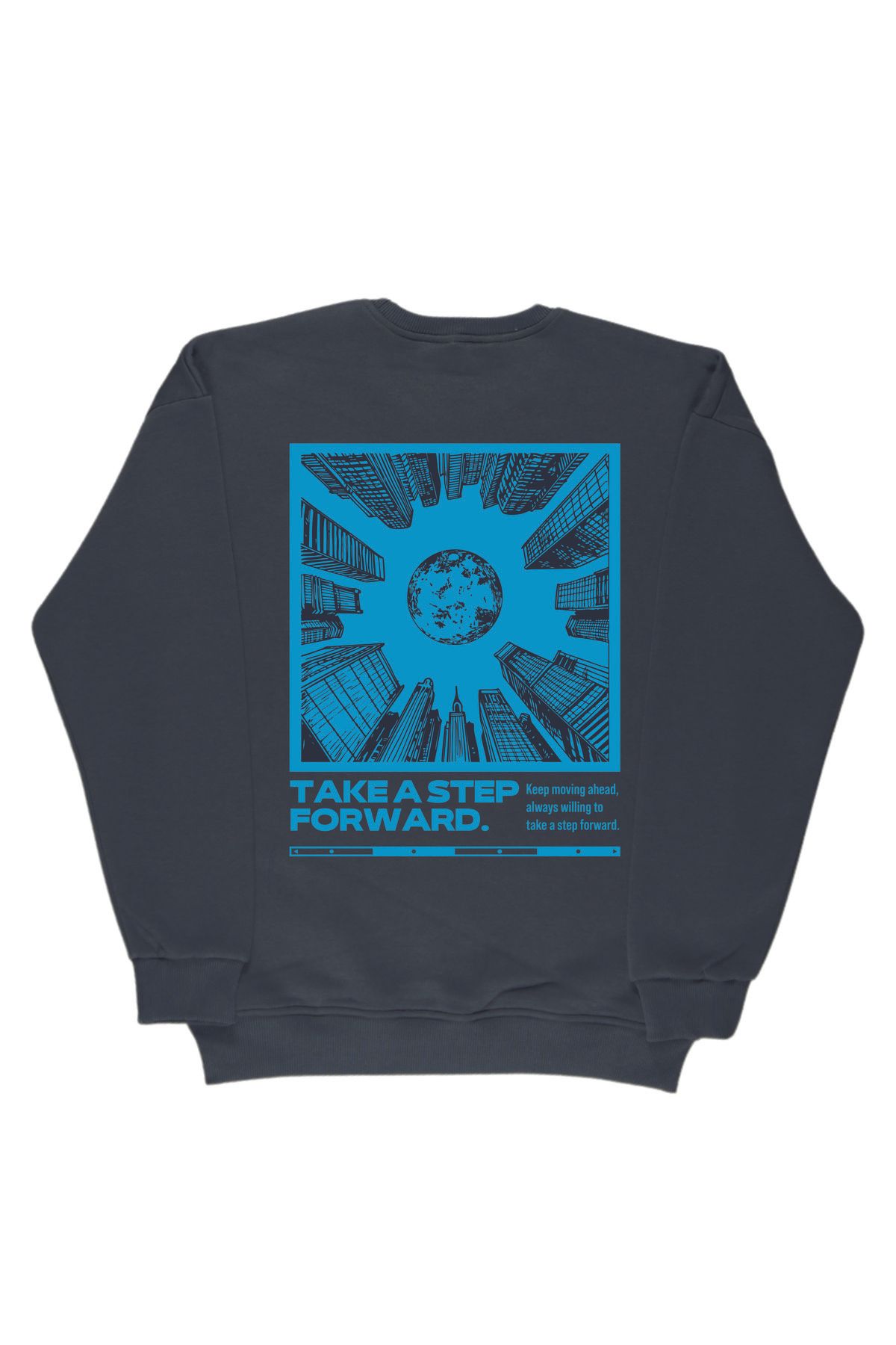 By Caspita Fashion Lenithra Take a Step Forward Sırt Baskılı Unisex Oversize Füme Sweatshirt