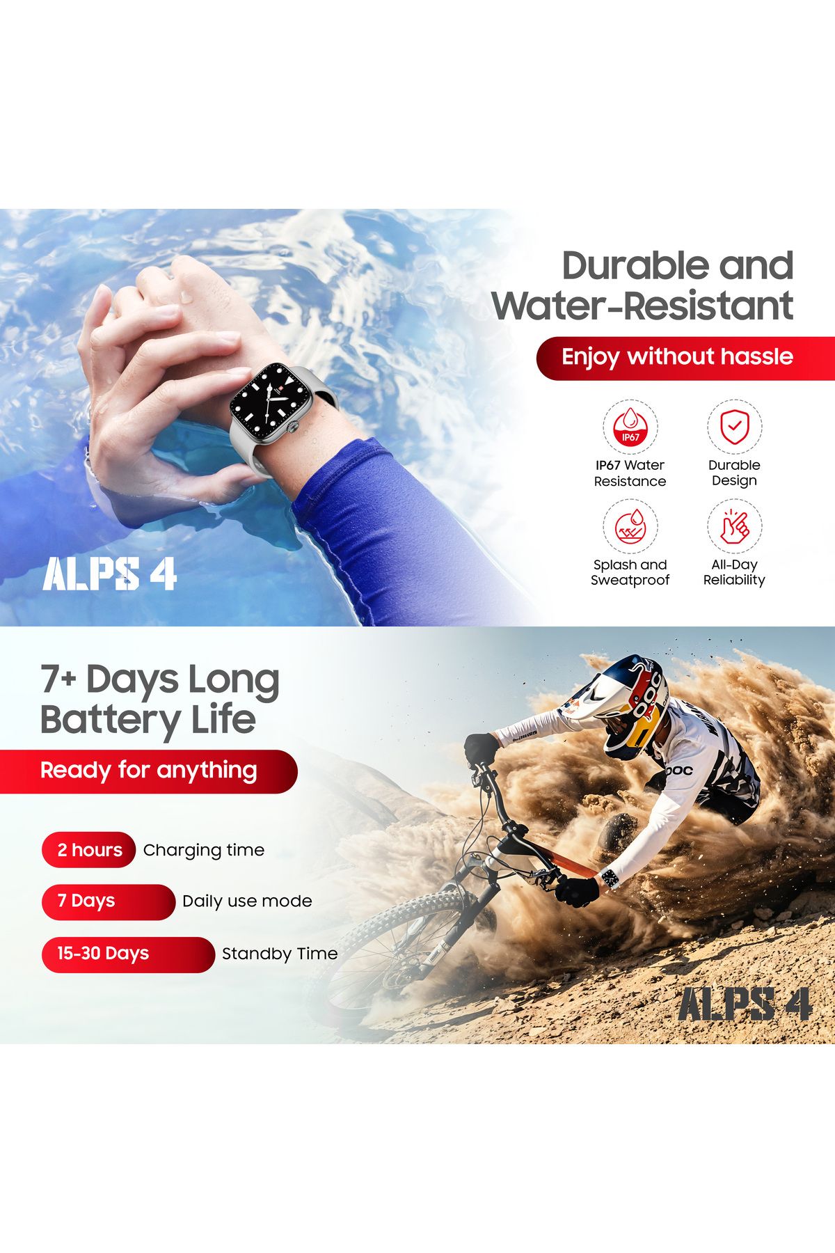 Swiss Military-ALPS4 Smartwatch 1.75” AMOLED,BT Calling,Fitness Tracker, IP67, 7-Day Battery,iOS/Android Compatible 3