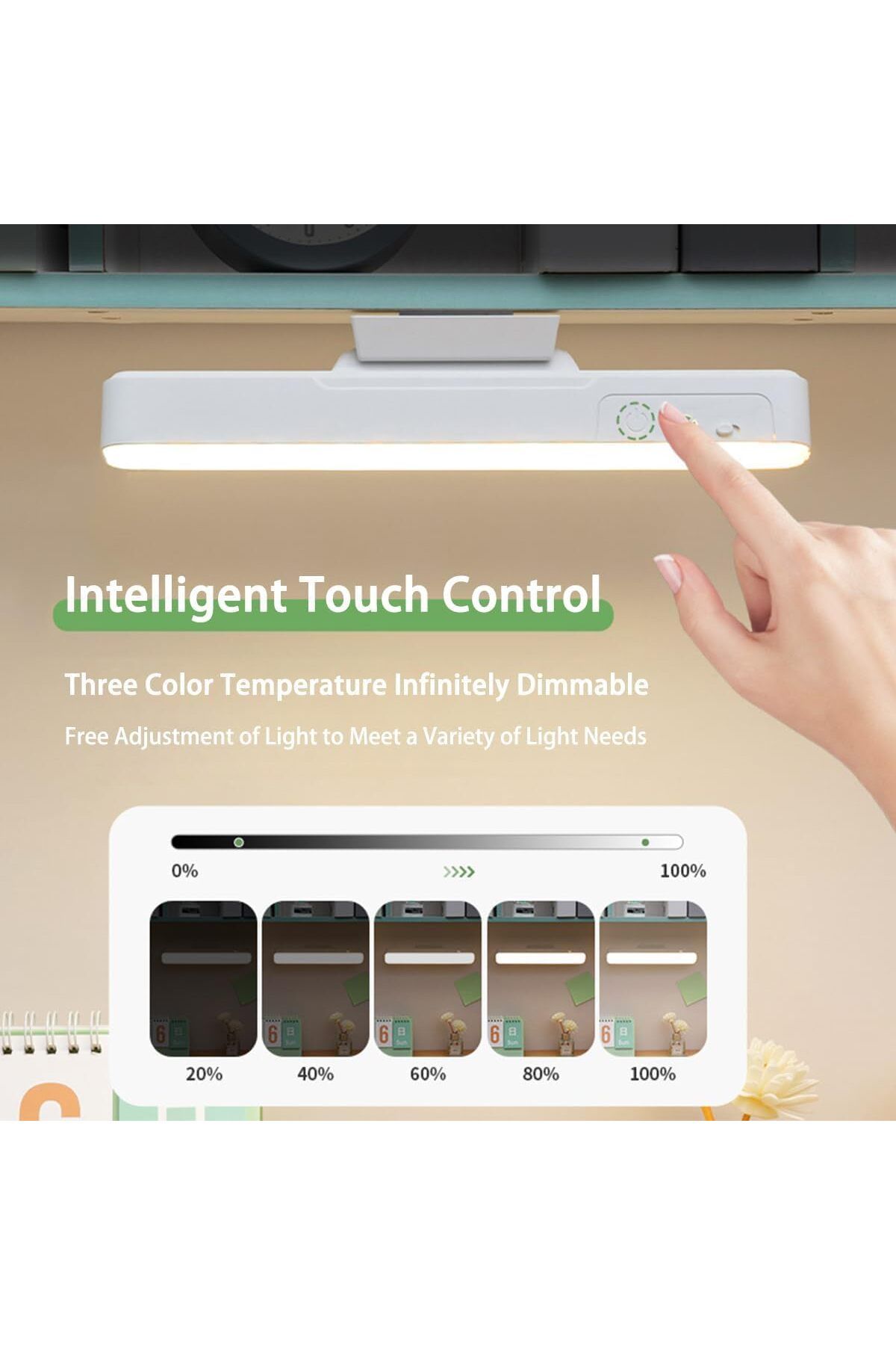 COOYA-LED Strip Light with Motion Sensor Wireless Rechargeable Bottom with Remote Control, White Iron 2