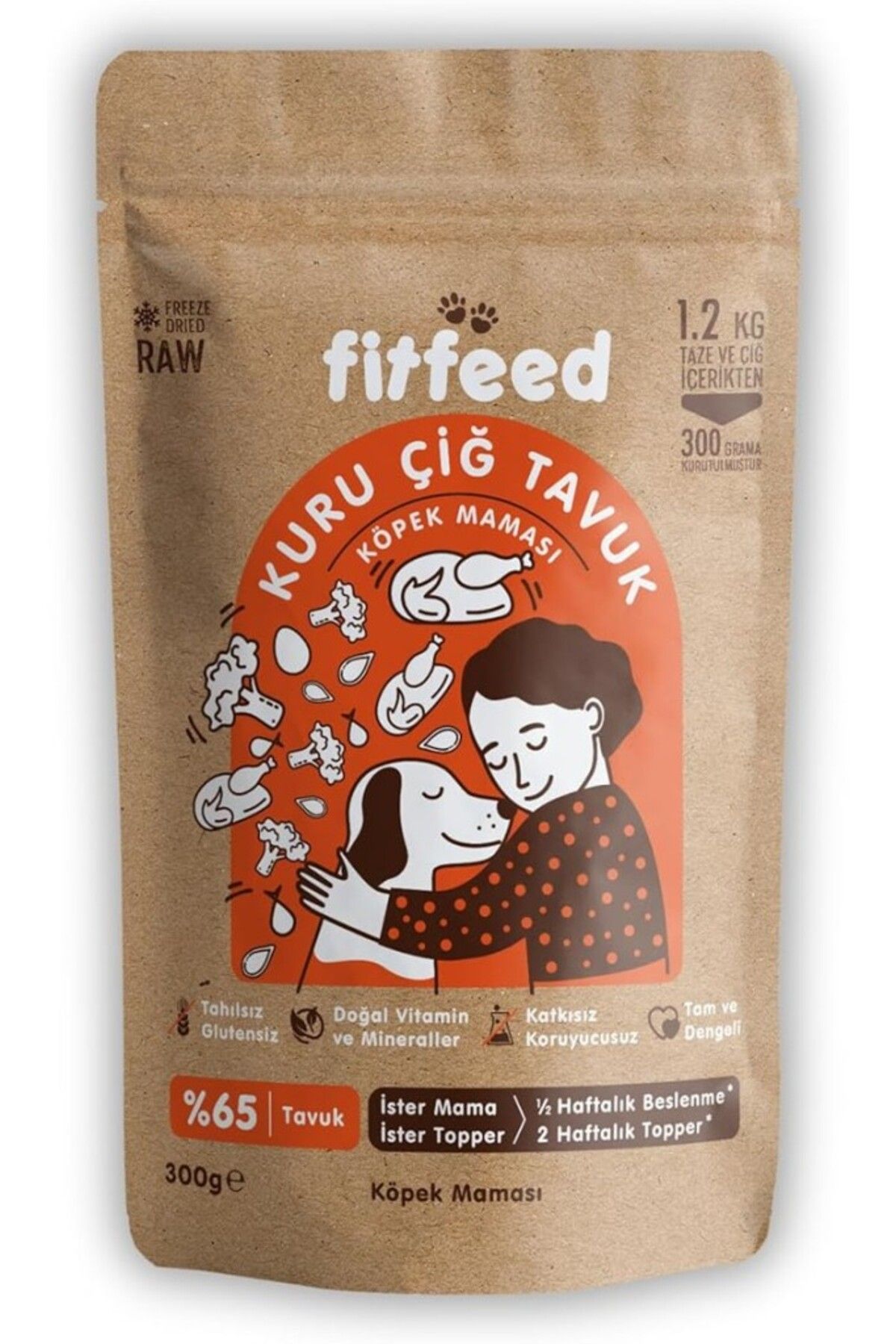 Fit Fly fitfeed Freeze-Dried Kuru Çiğ Köpek Maması -%65 Tavuk - 300g