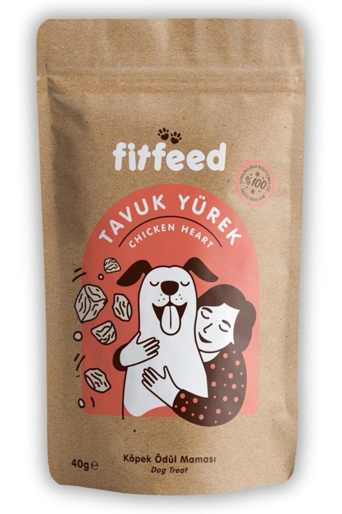 Fit Fly fitfeed Freeze-Dried Çiğ Tavuk Yürek Köpek Ödülü 40g