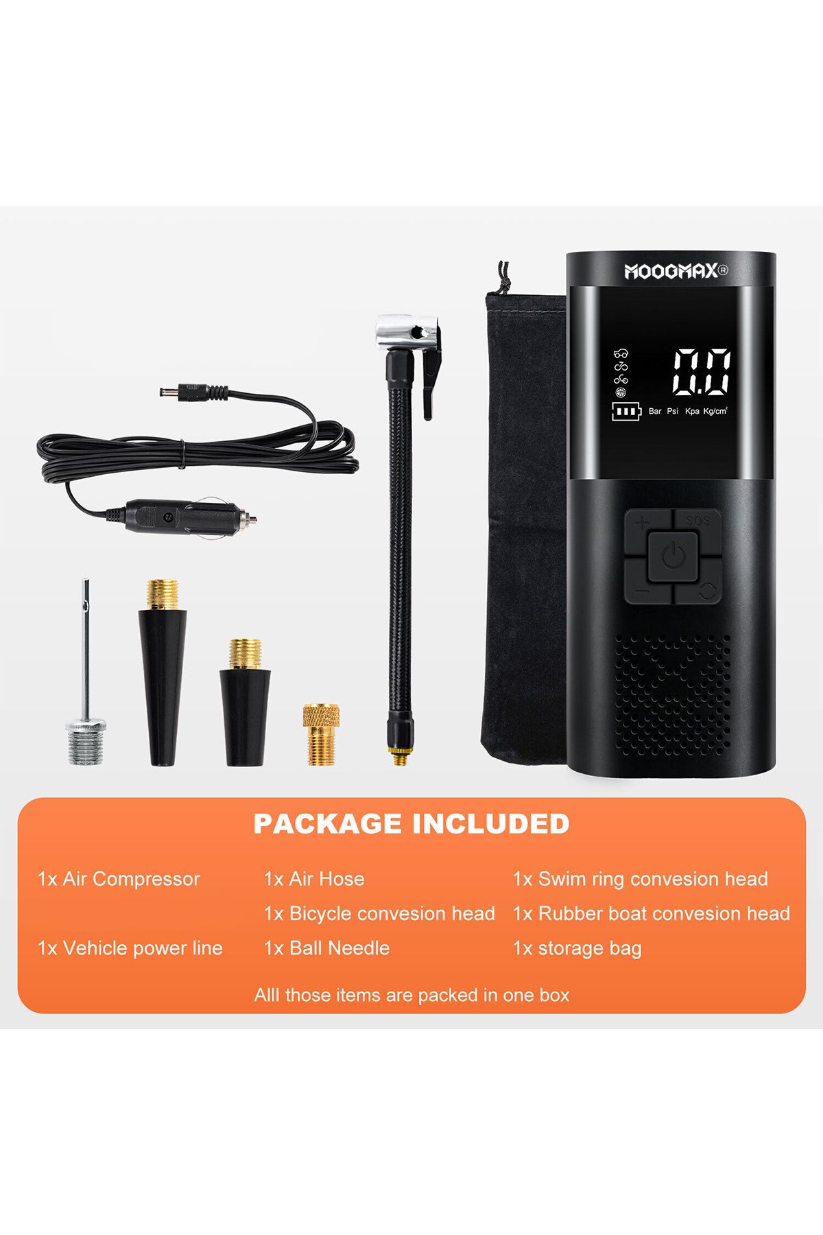 MOOGMAX-Wireless Air Pump with LCD Display & LED Light Portable Smart Digital Tire Inflator for Car 6