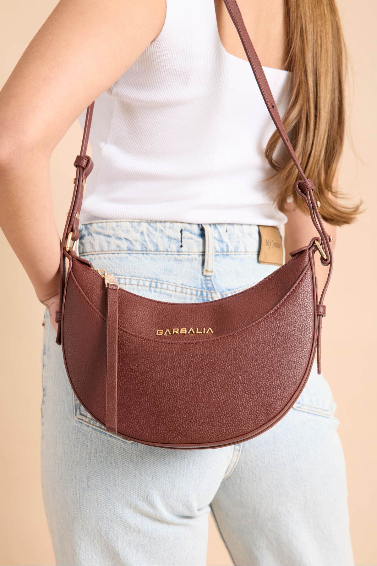 Garbalia-Santorini Women's Oval Claret Red Shoulder Bag with Zipper Lock and Adjustable Strap Pocket Compartment 1