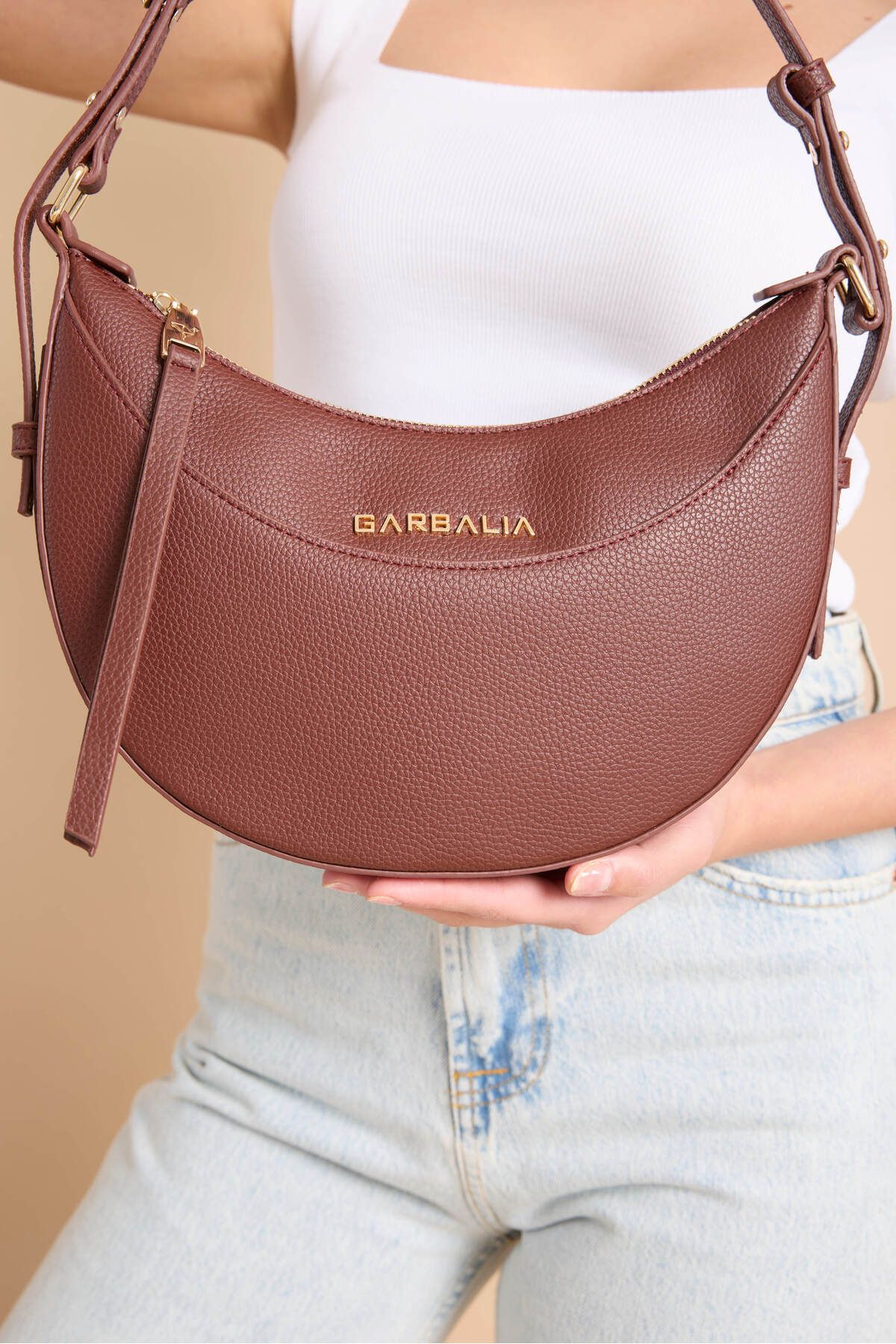 Garbalia-Santorini Women's Oval Claret Red Shoulder Bag with Zipper Lock and Adjustable Strap Pocket Compartment 6