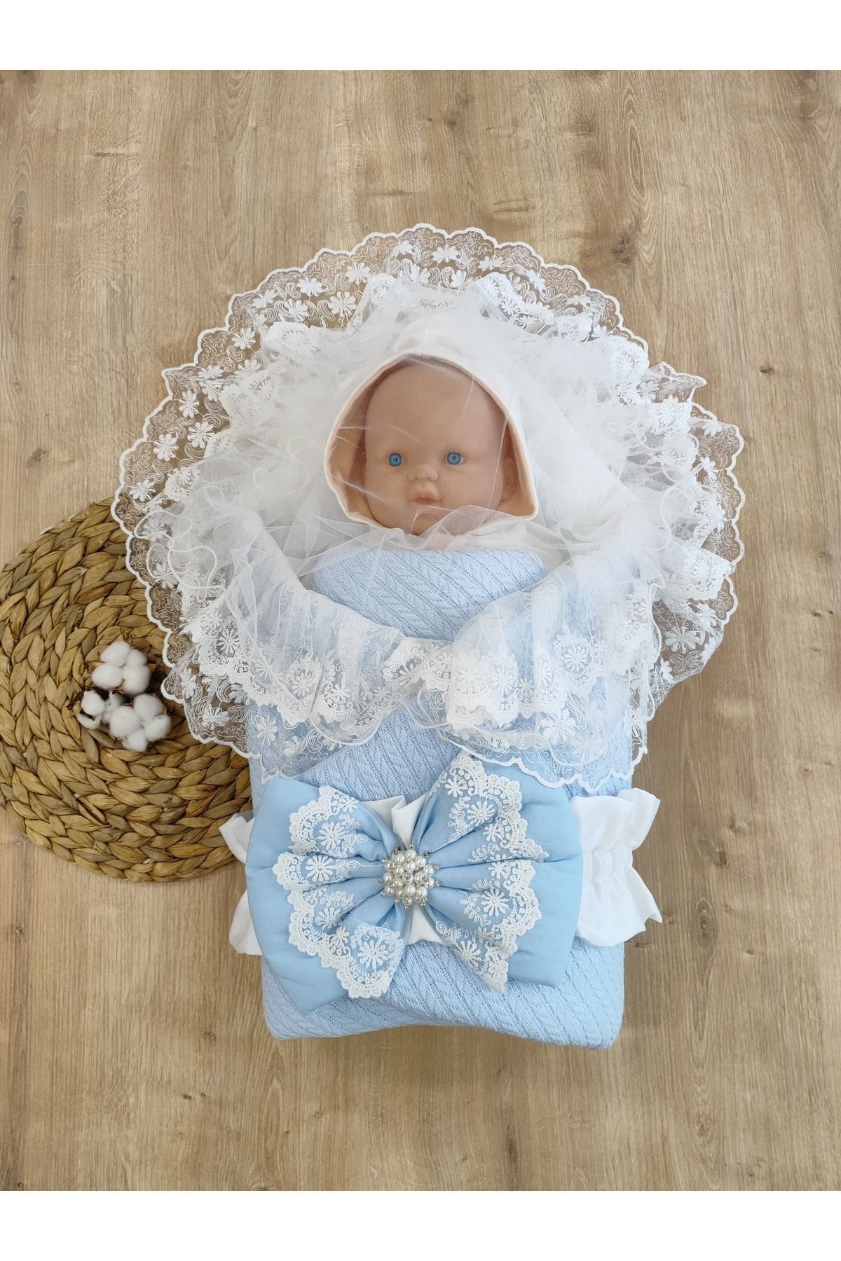 Tomuycuk Triko Örgü Bebek Kundağı Unisex Bebek Dış Kundak Battaniyesi Hastane Çıkışı Kundak Battaniye fotoğrafı 2 (önizleme)