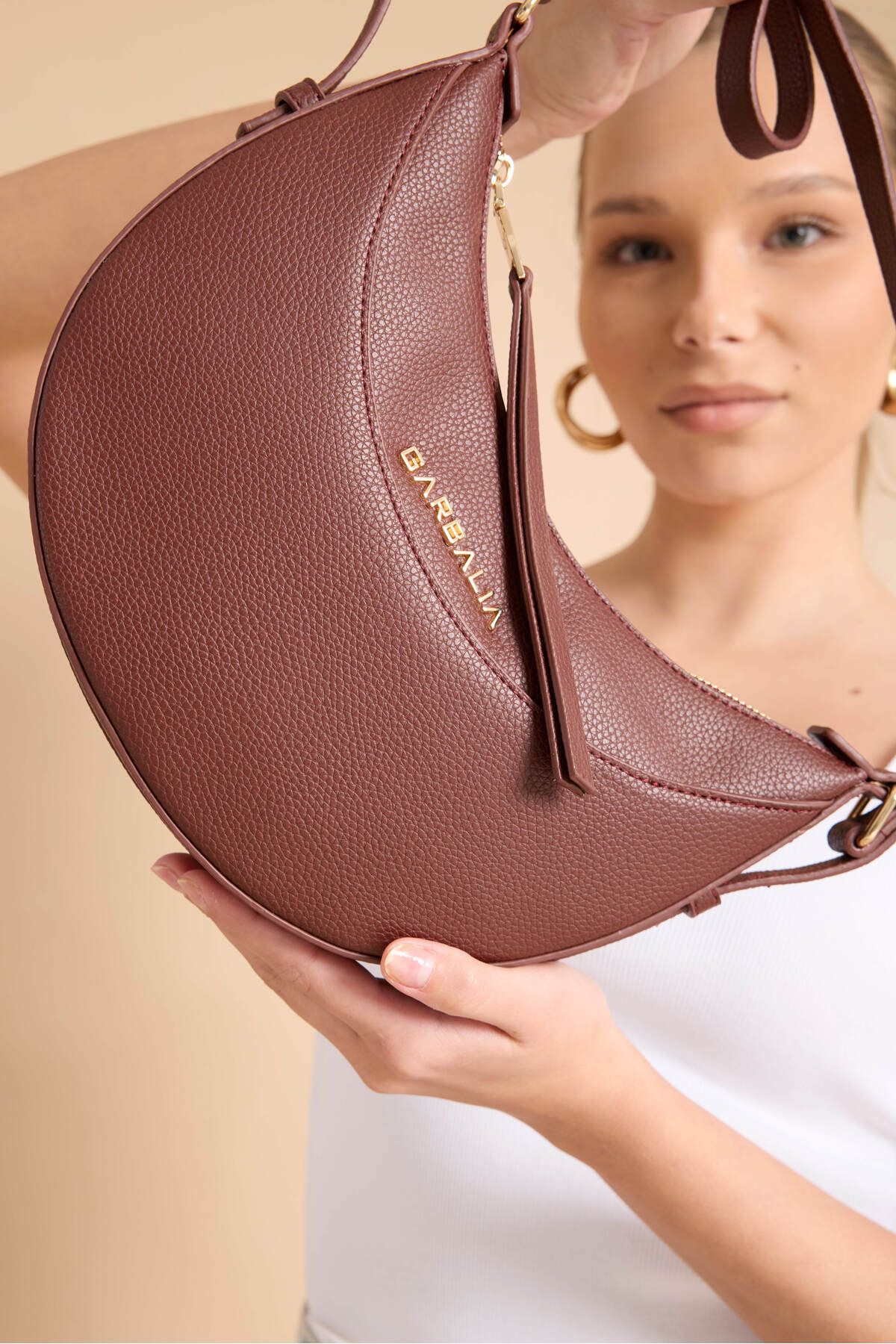 Garbalia-Santorini Women's Oval Claret Red Shoulder Bag with Zipper Lock and Adjustable Strap Pocket Compartment 7