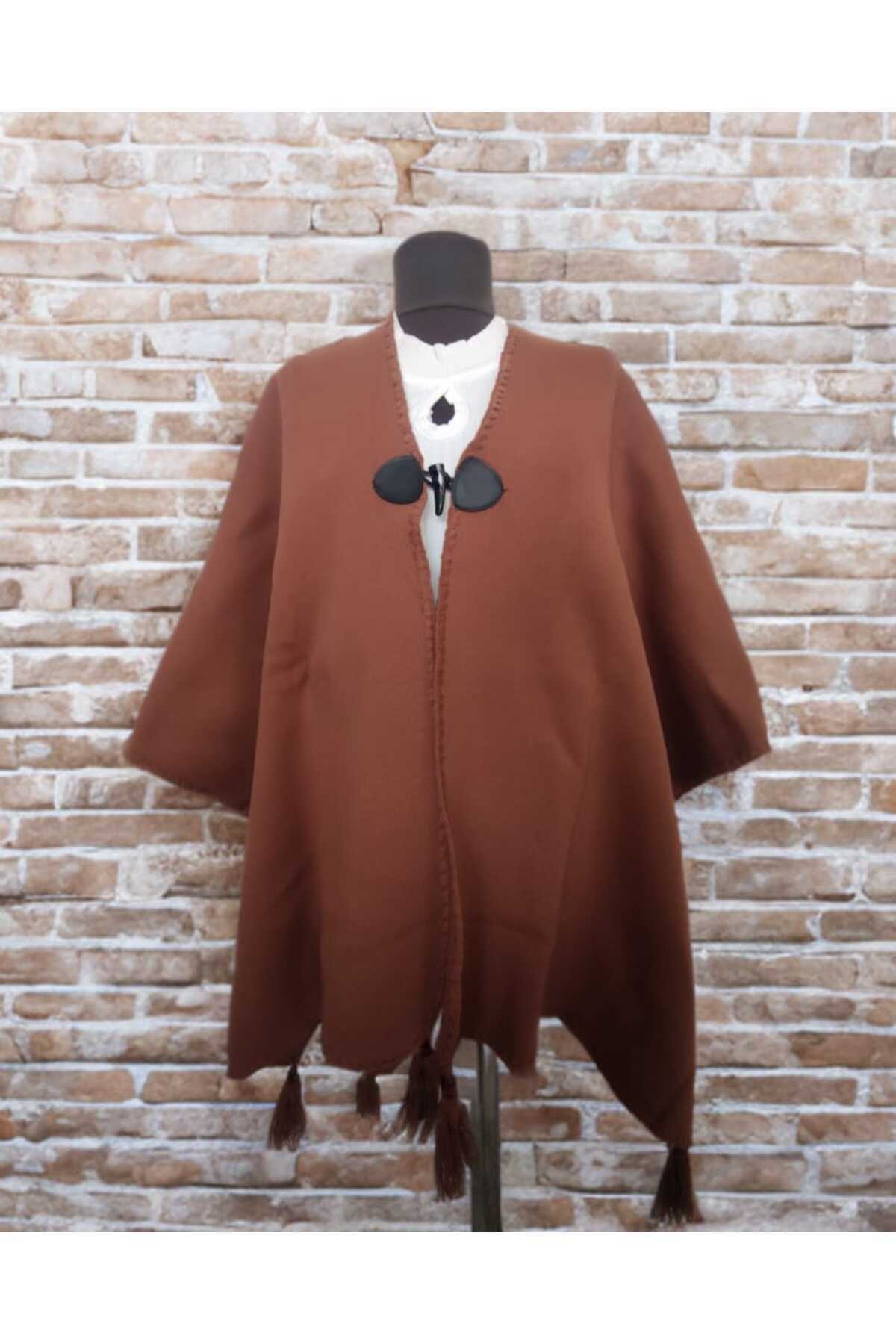 Çalıkuşu Knitwear Poncho, Shawl M2215 Tan
