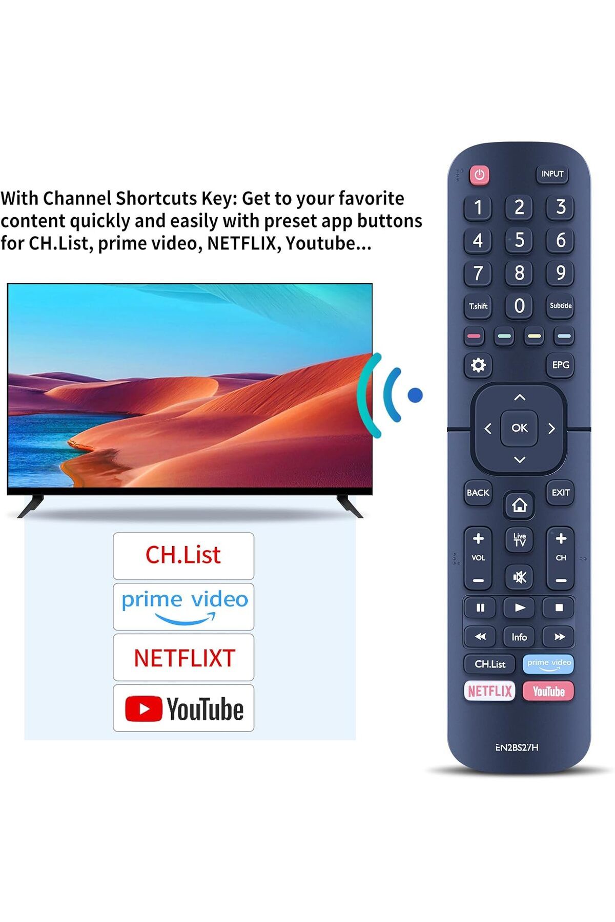 AWH-Universal Remote for Hisense 4K UHD TVs, Compatible with Multiple Models 3