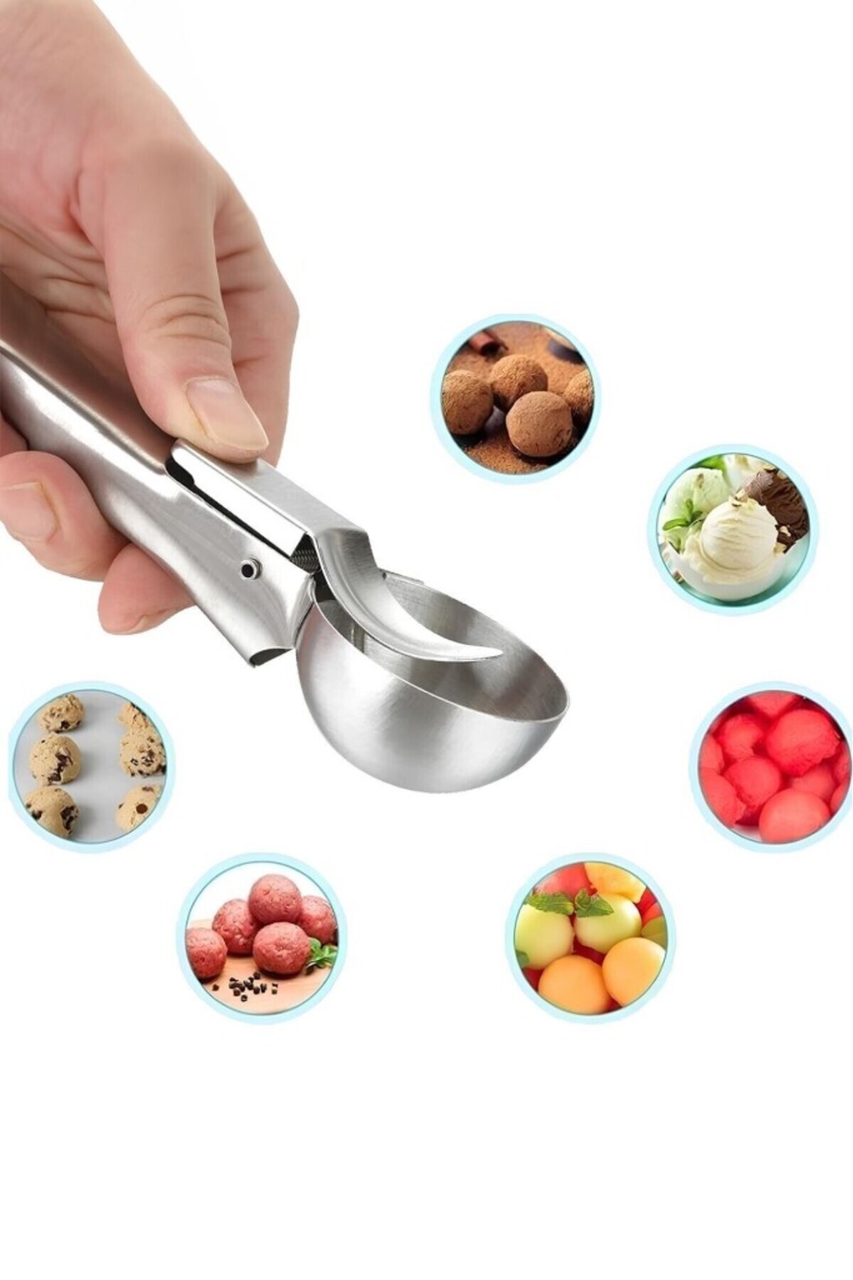 optana-Stainless Steel Ice Cream Presentation Spoon Cookie Halva and Ice Cream Ball Spoon 4