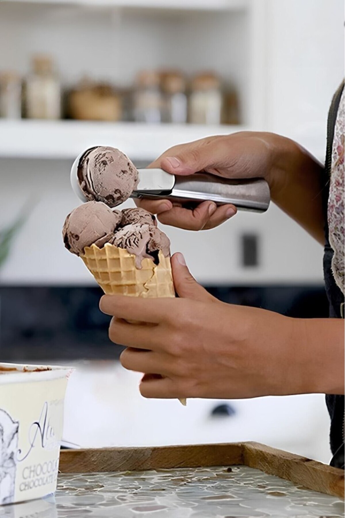 optana-Stainless Steel Ice Cream Presentation Spoon Cookie Halva and Ice Cream Ball Spoon 5