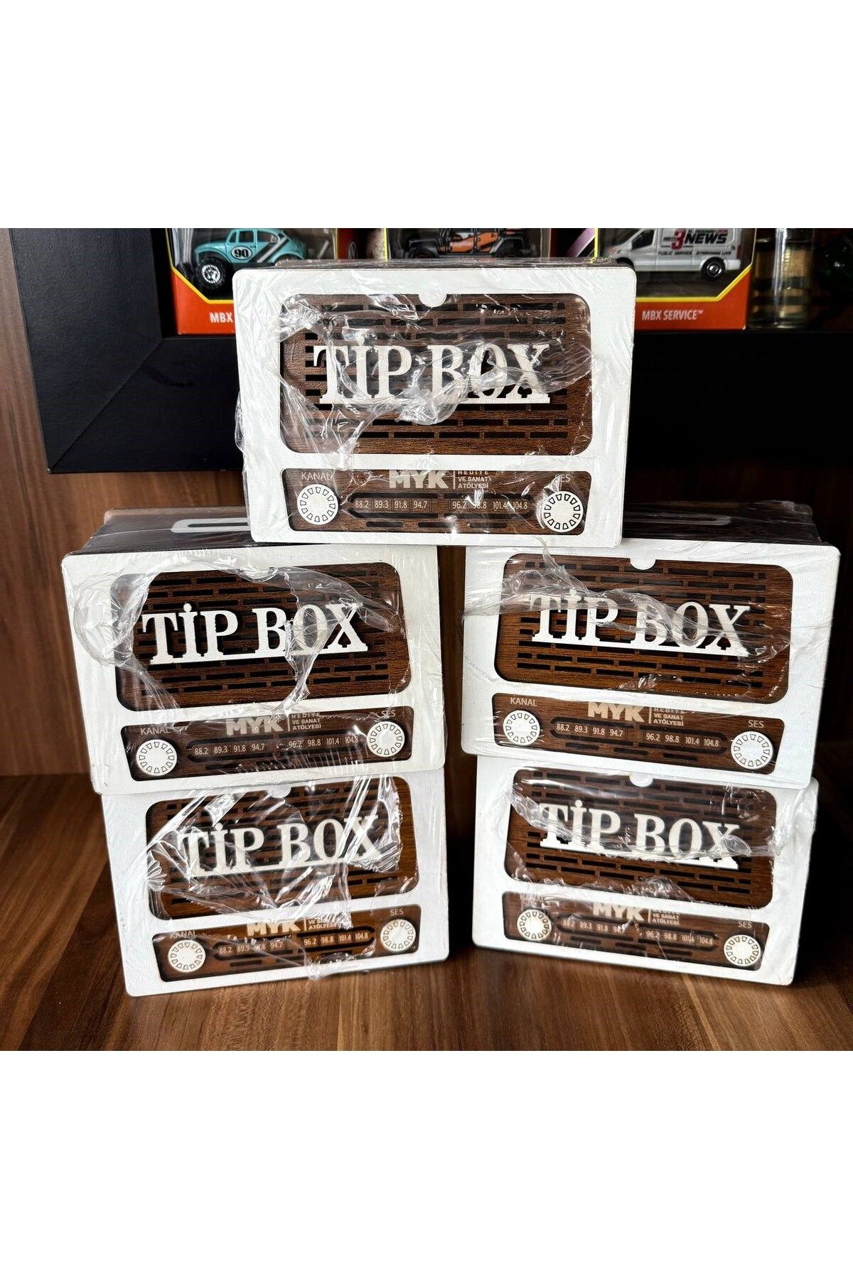 mykhediyevesanatatölyesi-Tip Box Tip Box and Piggy Bank (Pack of 5) Nostalgic Radio Look Tipbox 5