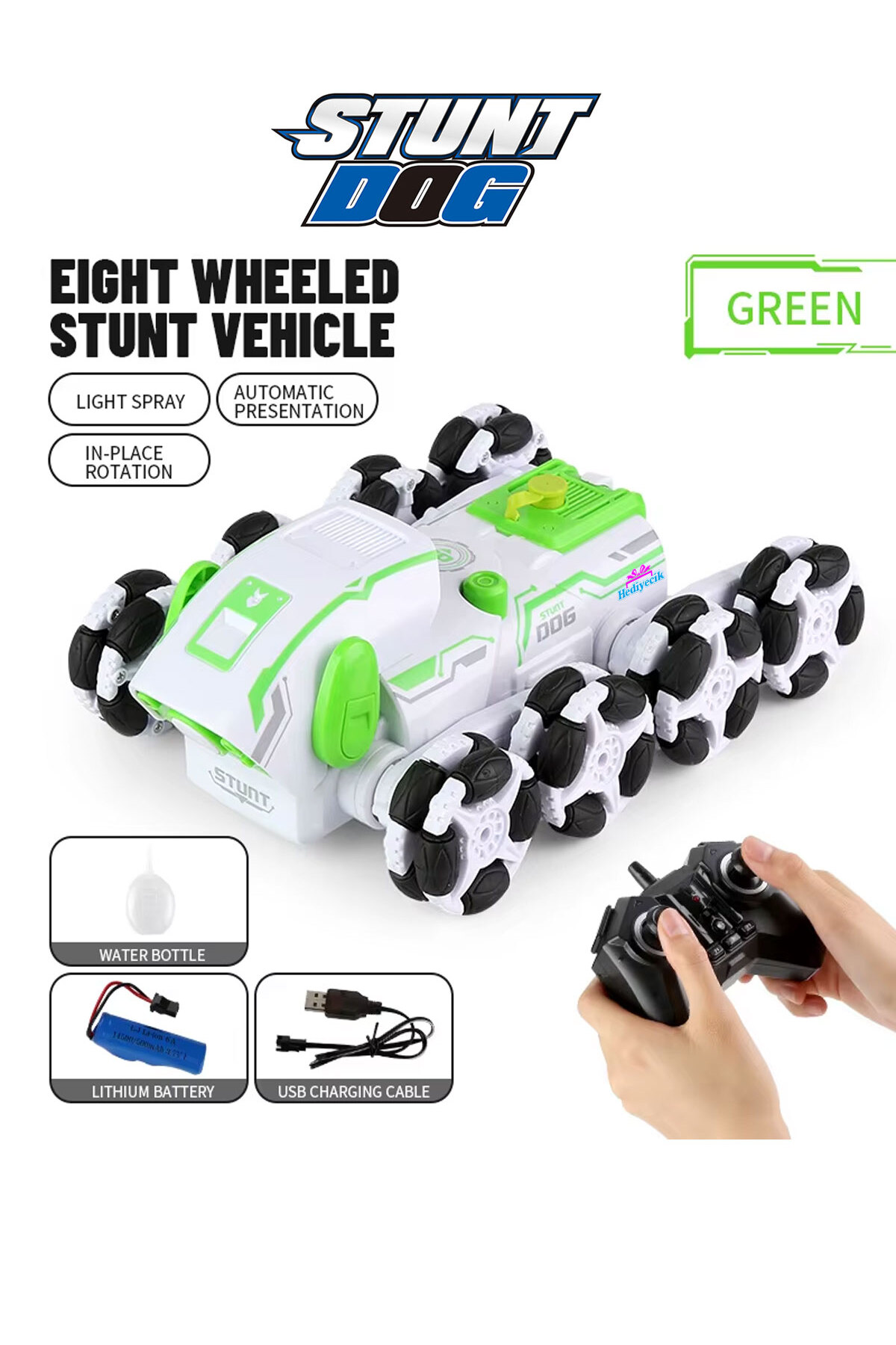 hediyecik Rc 8 Teker Duman Atan Robot Köpek Akrobat Araba Uzaktan