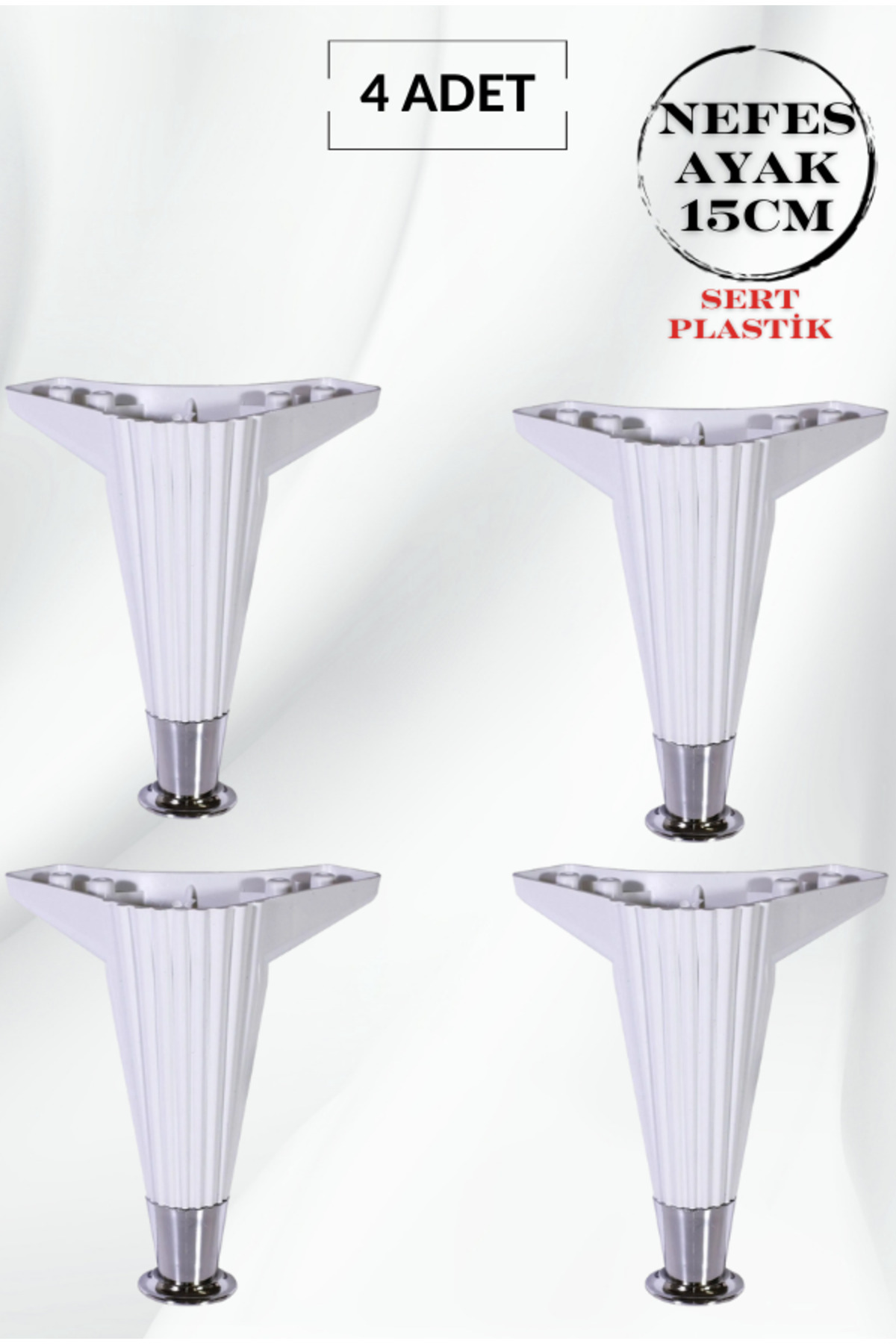Breathable Plastic Foot White (CROM) 15cm Plastic Furniture Base Foot 4-Pack – Durable And Stylish Design